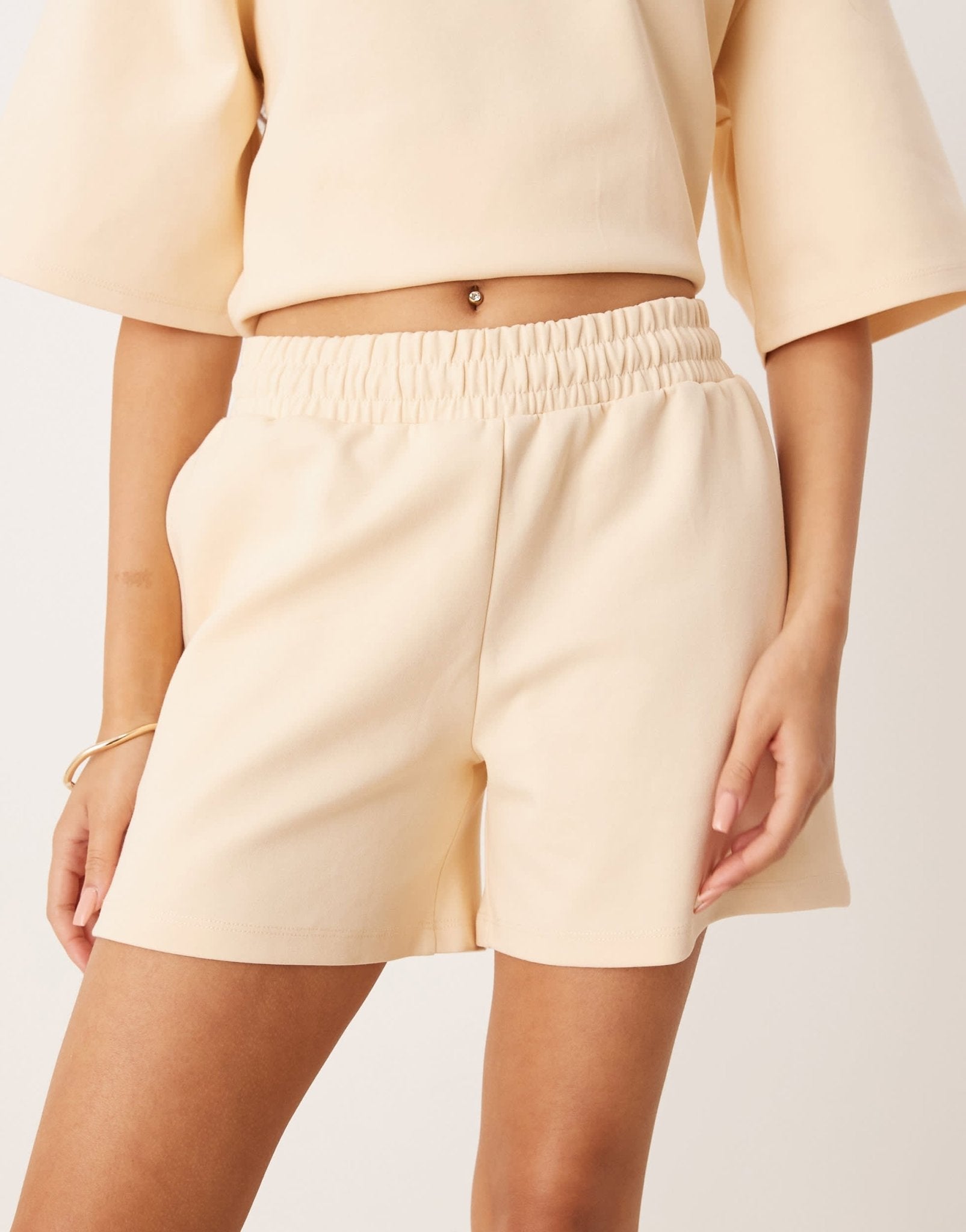 ASOS DESIGN co-ord interlock short in buttermilk - ASOS Sample Sale