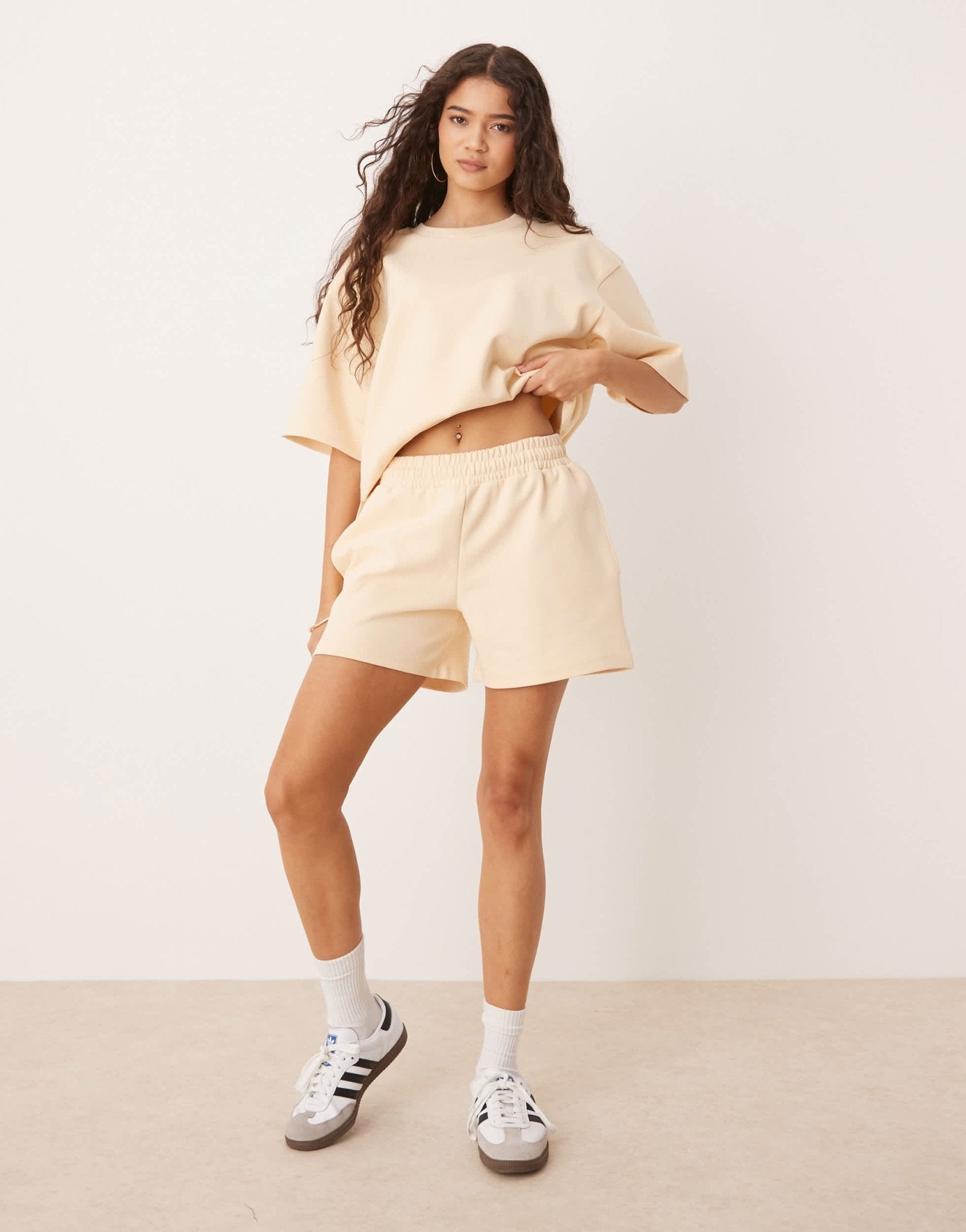 ASOS DESIGN co-ord interlock short in buttermilk - ASOS Sample Sale