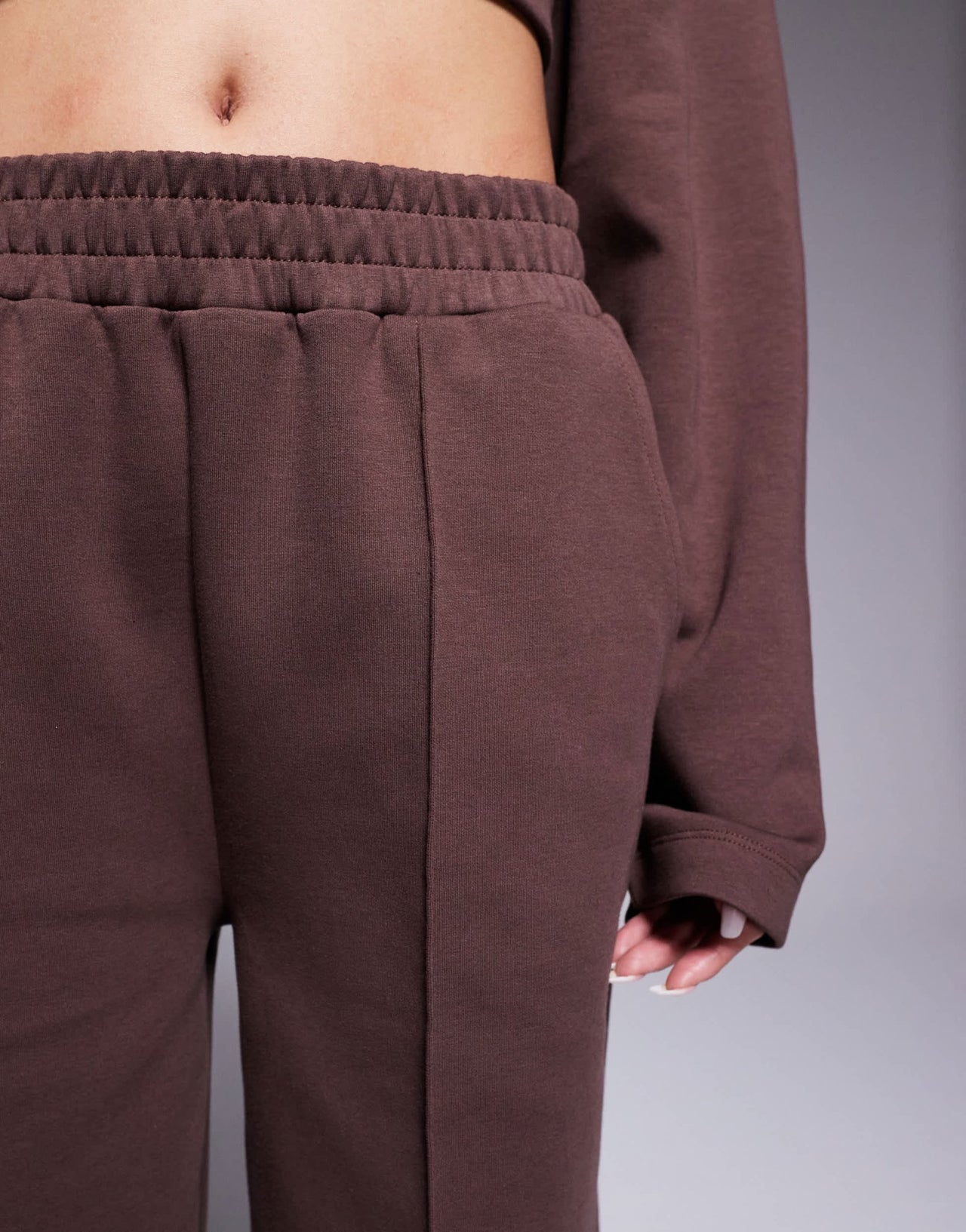 ASOS DESIGN co - ord interlock wide leg jogger in chocolate - ASOS Sample Sale