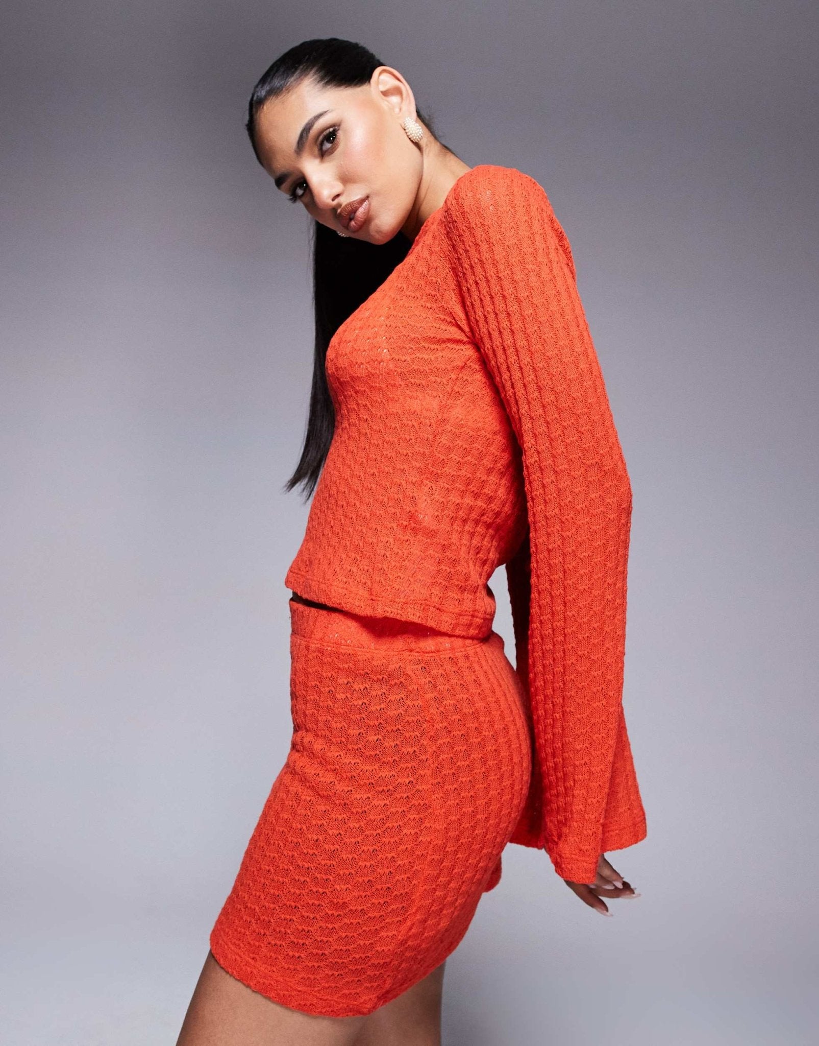ASOS DESIGN co-ord knit mini skirt in orange - ASOS Sample Sale