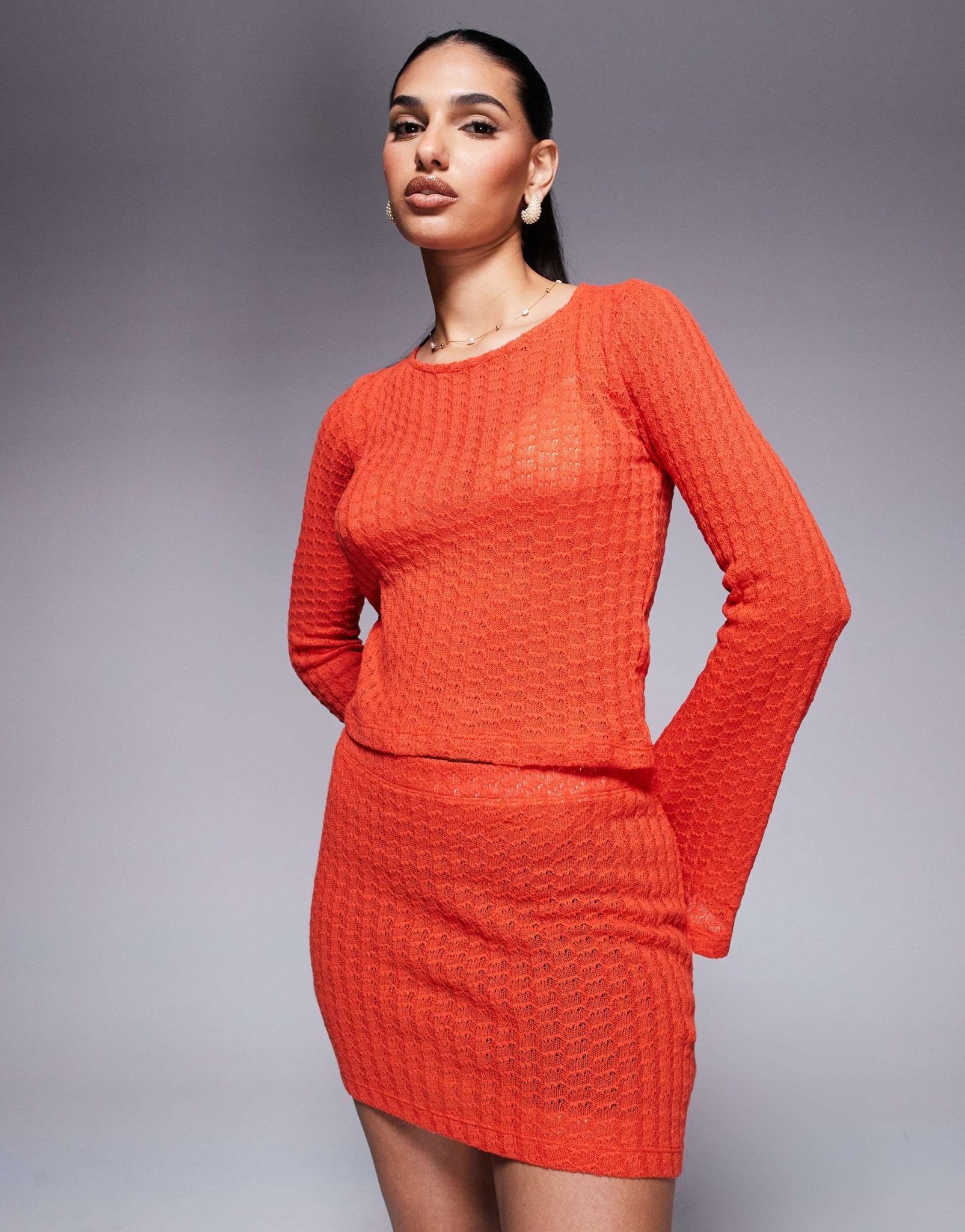 ASOS DESIGN co-ord knit mini skirt in orange - ASOS Sample Sale