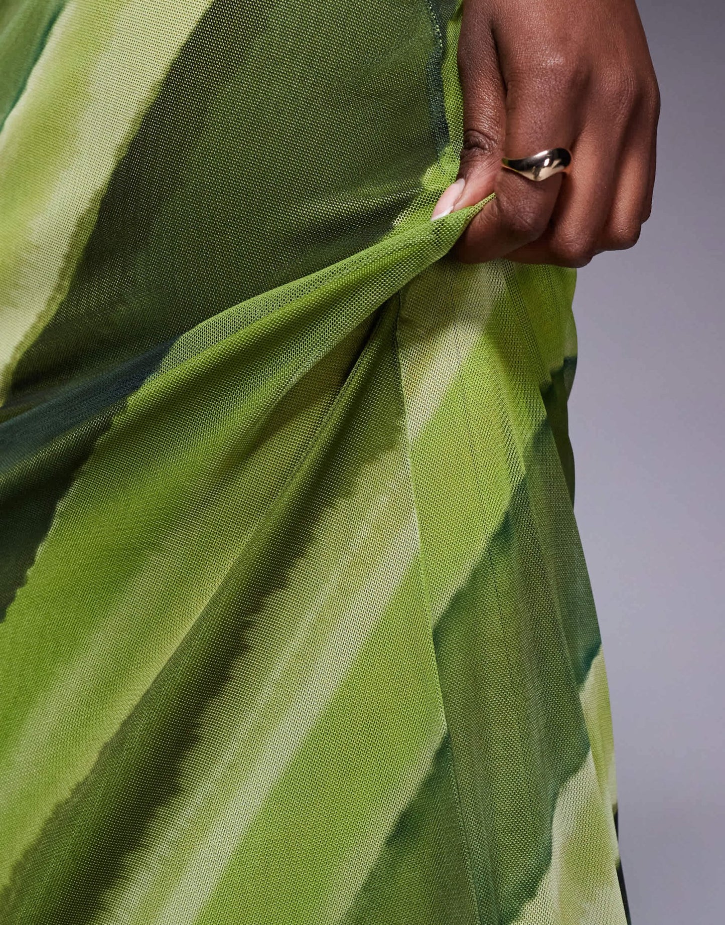 ASOS DESIGN co-ord mesh midi skirt in green abstract print - ASOS Sample Sale