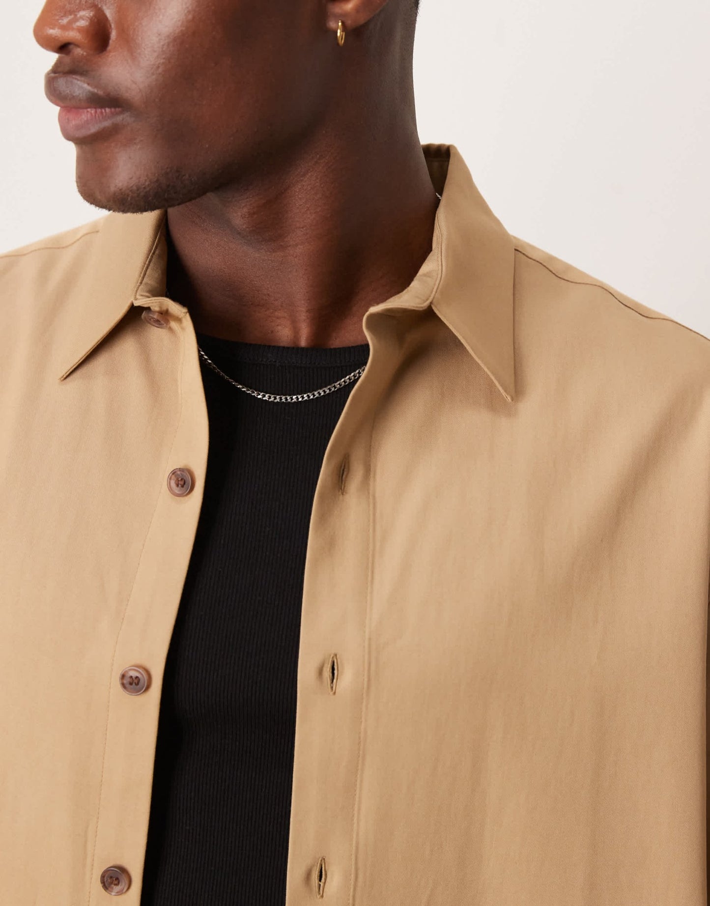 ASOS DESIGN co - ord oversized boxy crop shirt in brown - ASOS Sample Sale
