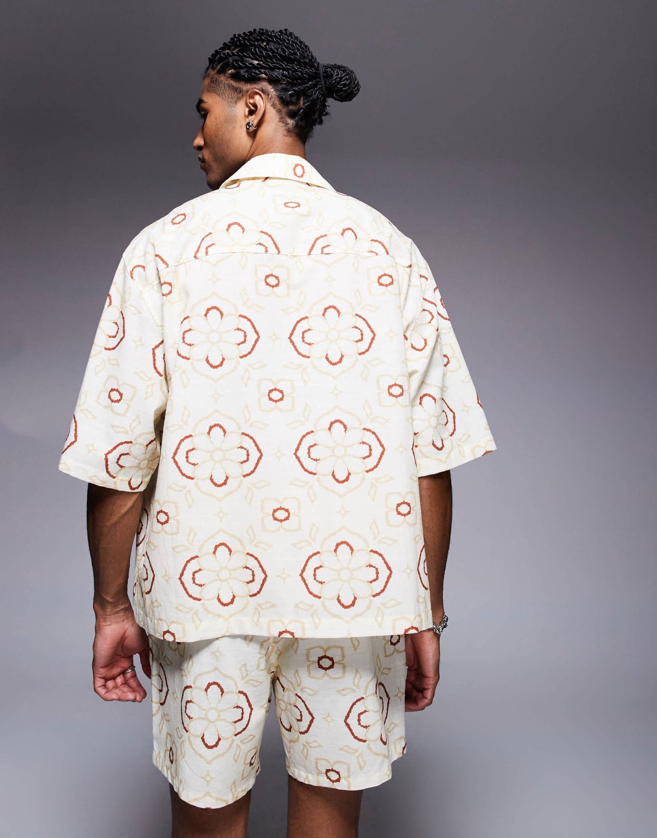 ASOS DESIGN co-ord oversized shirt with geo print in beige - ASOS Sample Sale