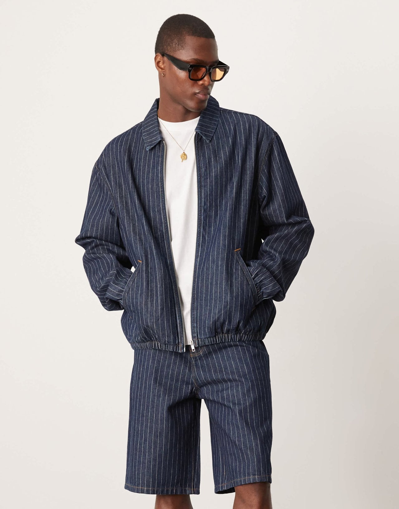 ASOS DESIGN co-ord oversized with pinstripe denim jacket with pinstripe - ASOS Sample Sale
