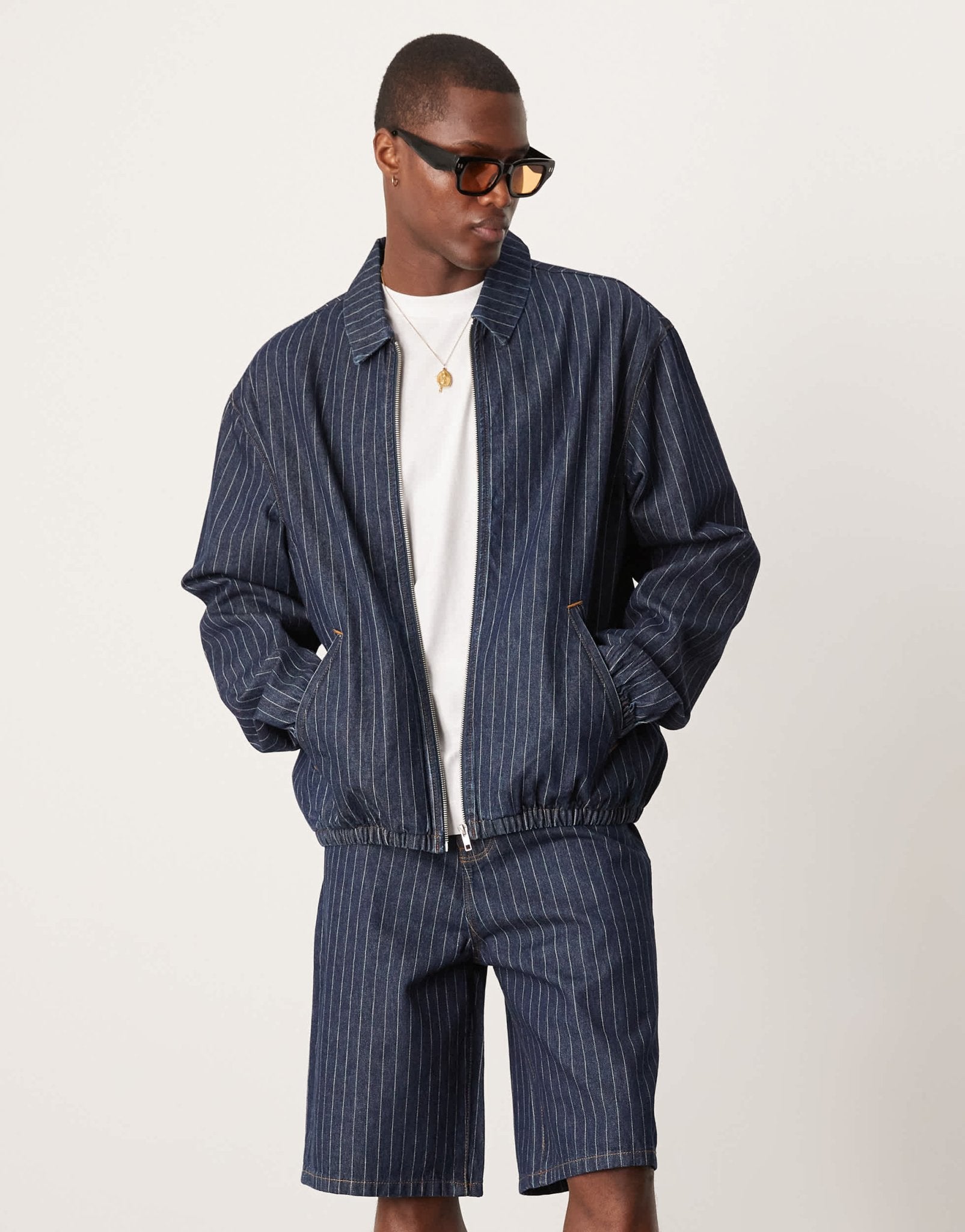 ASOS DESIGN co-ord oversized with pinstripe denim jacket with pinstripe - ASOS Sample Sale