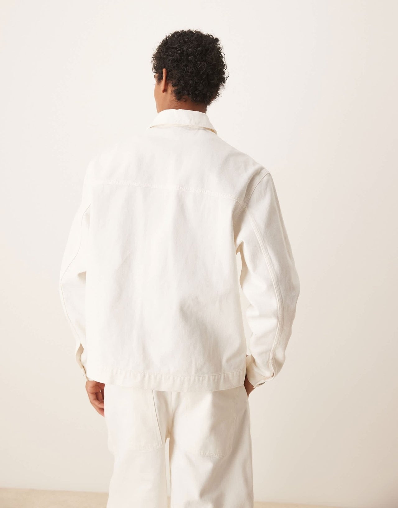 ASOS DESIGN co-ord pleated harrington jacket in ecru - ASOS Sample Sale