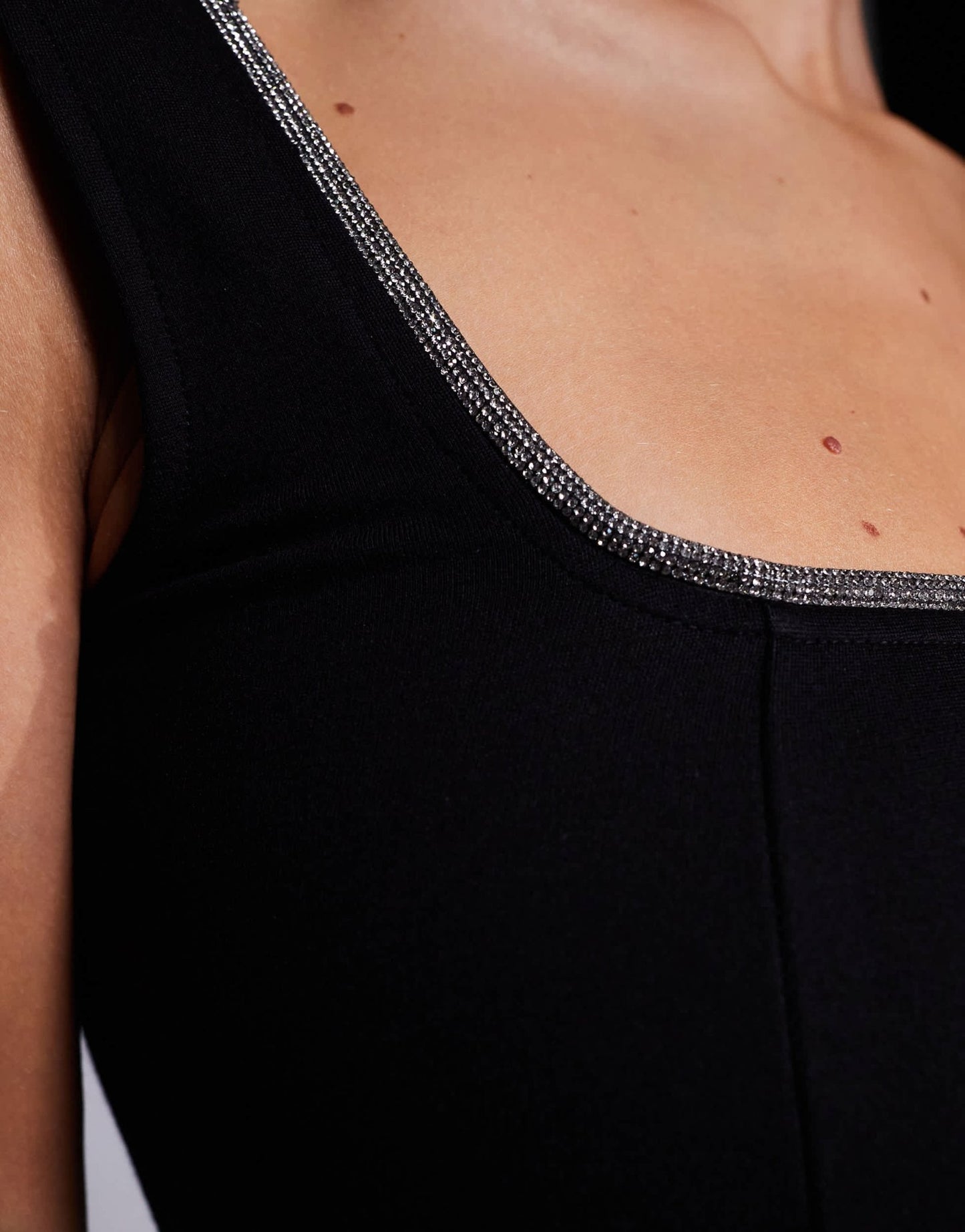 ASOS DESIGN co - ord ponte vest top with diamante trim in black - ASOS Sample Sale