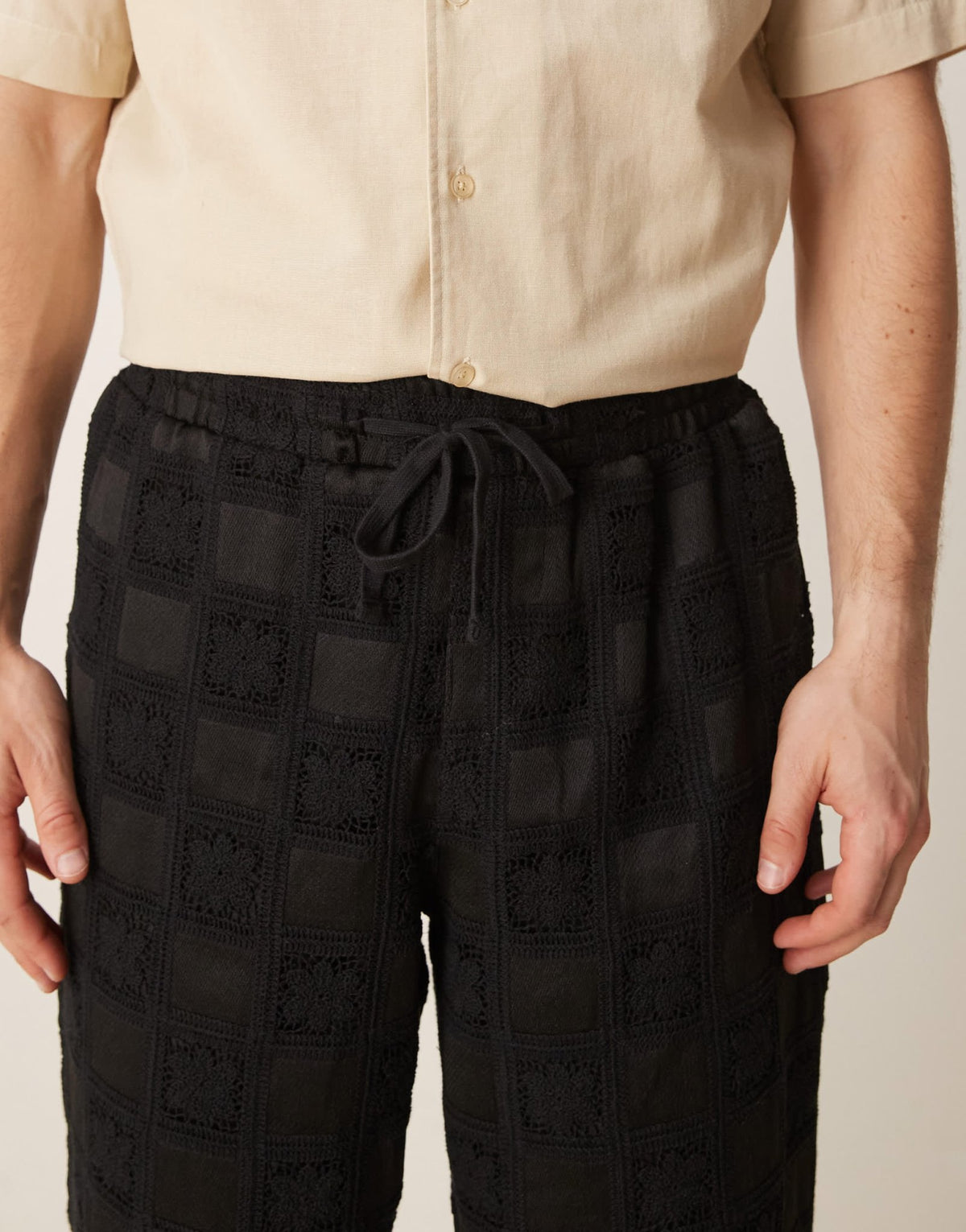 ASOS DESIGN co-ord premium baggy crochet trouser in black - ASOS Sample Sale