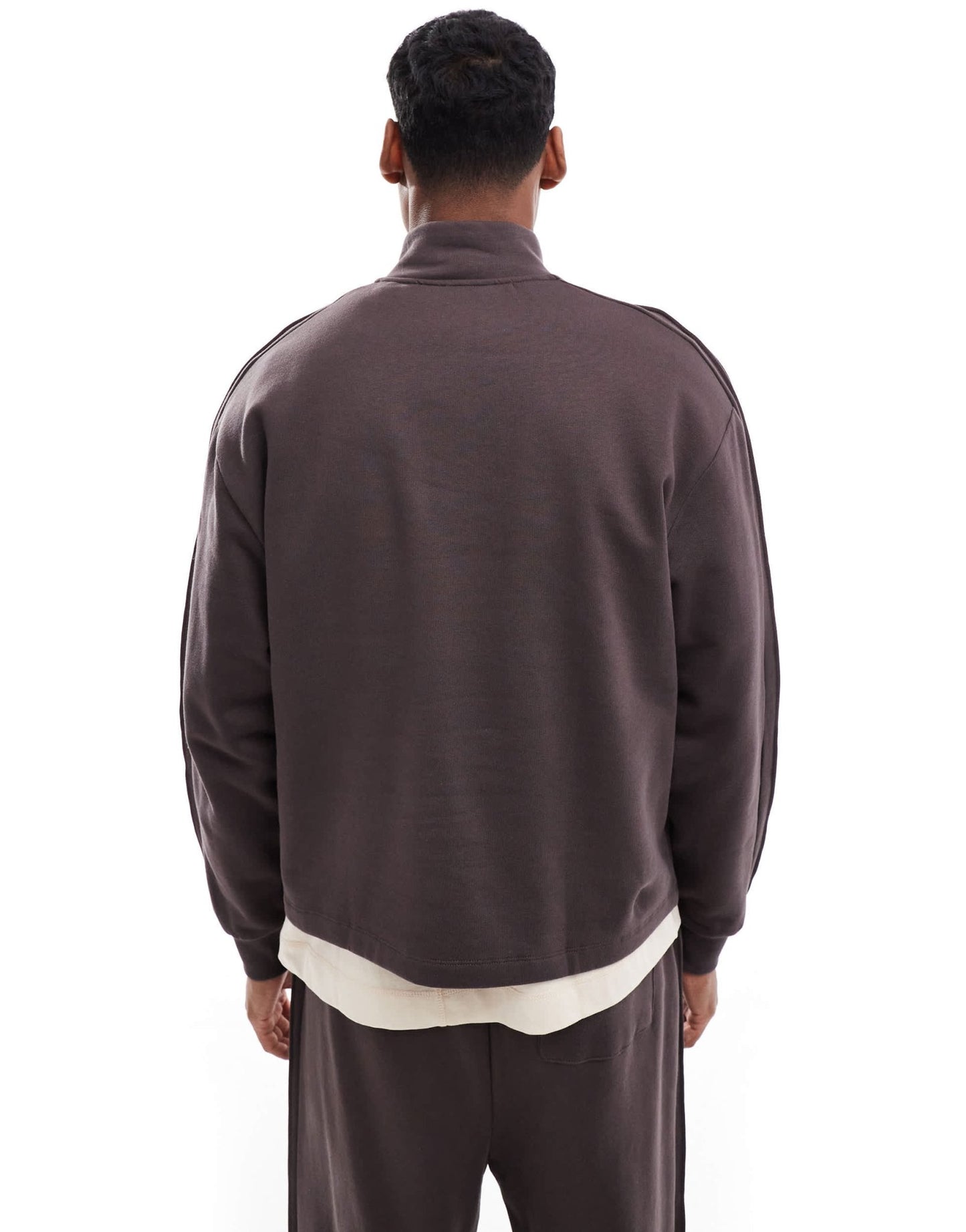 ASOS DESIGN co - ord quarter zip funnel neck sweatshirt in brown - ASOS Sample Sale