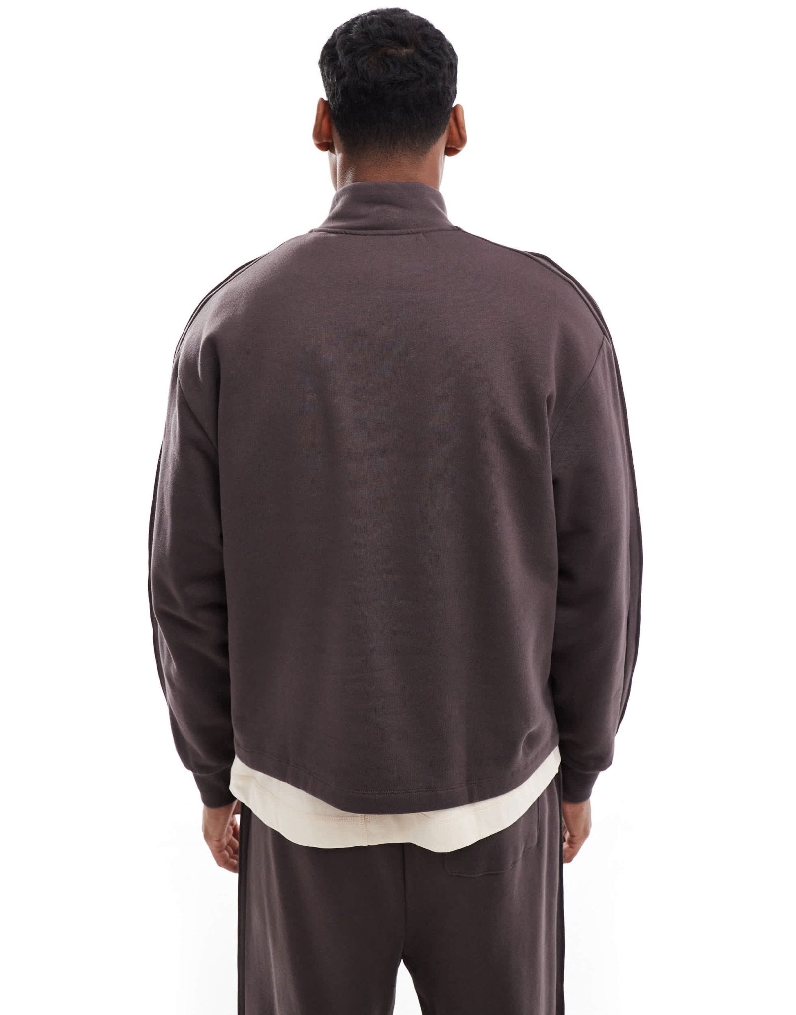 ASOS DESIGN co - ord quarter zip funnel neck sweatshirt in brown - ASOS Sample Sale