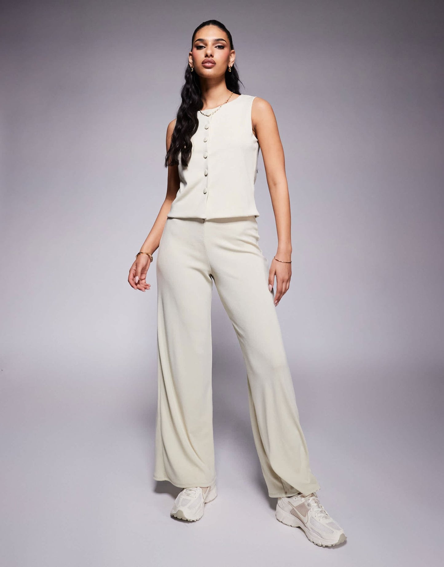 ASOS DESIGN co-ord rib button front waistcoat in stone - ASOS Sample Sale