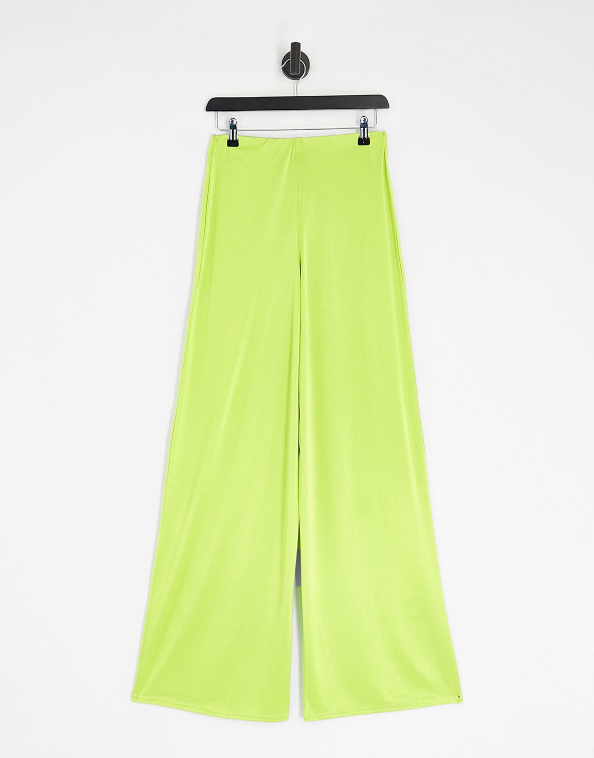 ASOS DESIGN co-ord satin twill floaty wide leg in chartreuse – ASOS ...
