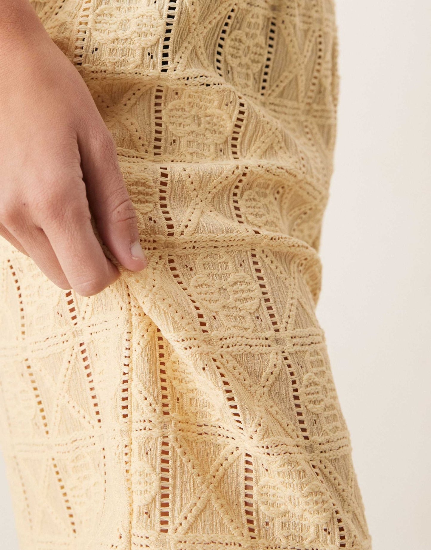 ASOS DESIGN co - ord semi sheer crochet boxy fit shorts in buttermilk - ASOS Sample Sale