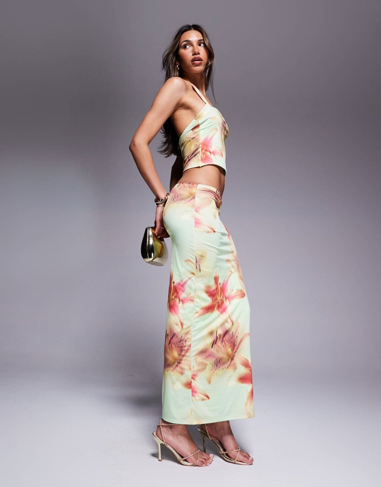 ASOS DESIGN co ord slinky halter neck top in floral print - ASOS Sample Sale