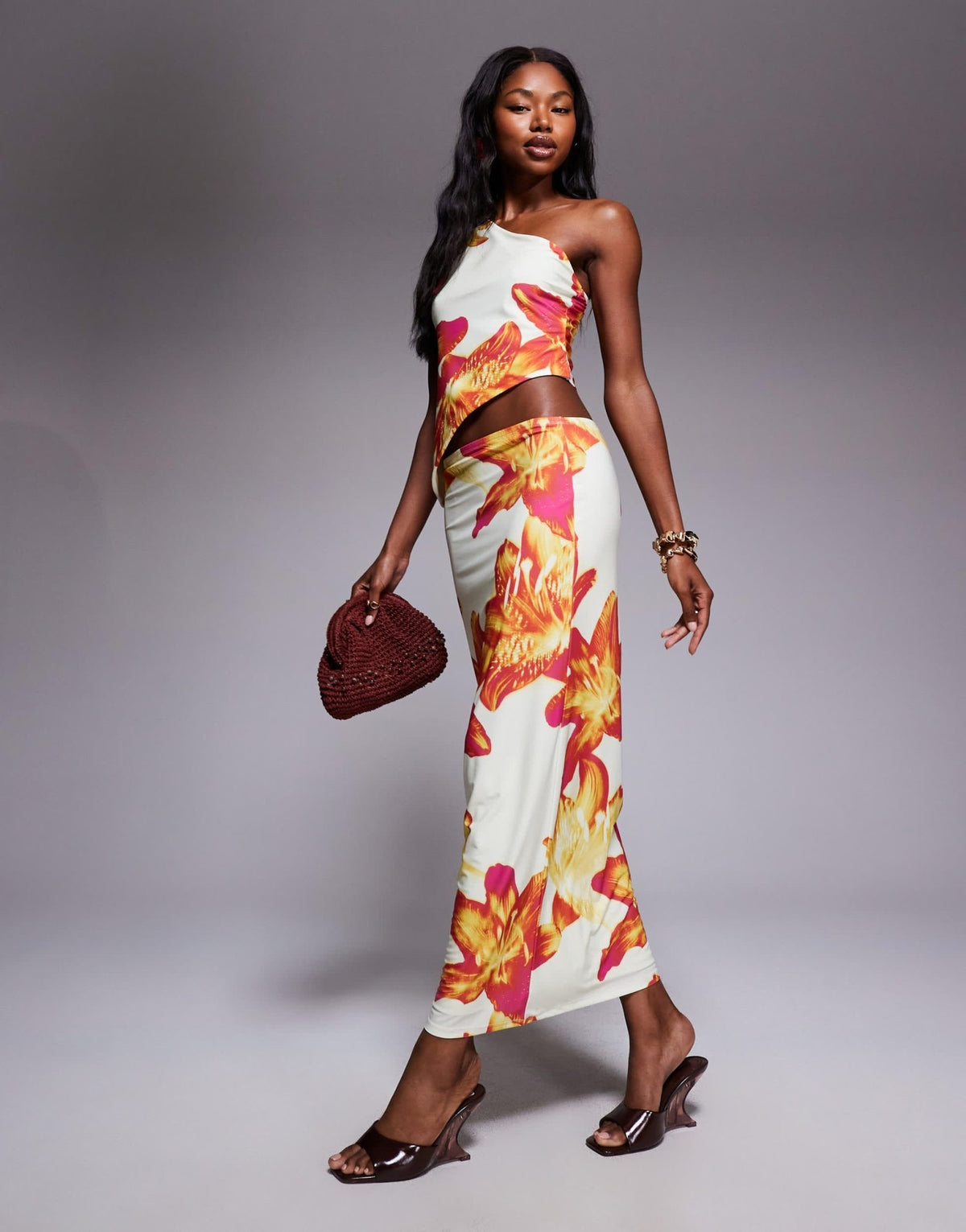ASOS DESIGN co-ord slinky midi skirt in floral print - ASOS Sample Sale