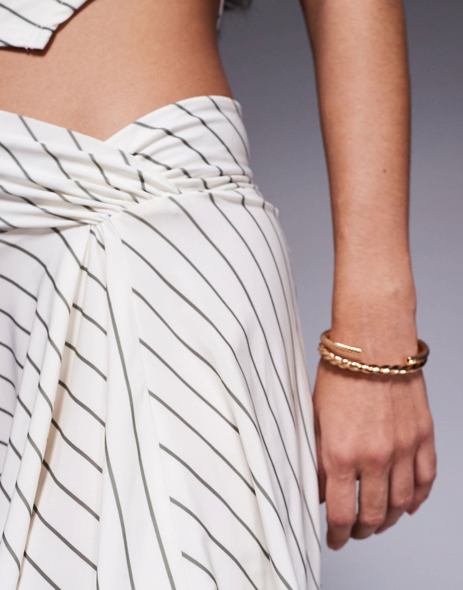ASOS DESIGN co-ord slinky mini skirt in cream stripe - ASOS Sample Sale