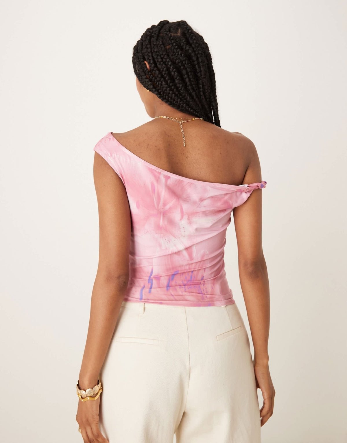 ASOS DESIGN co-ord slinky twist off shoulder top in oversized floral print - ASOS Sample Sale