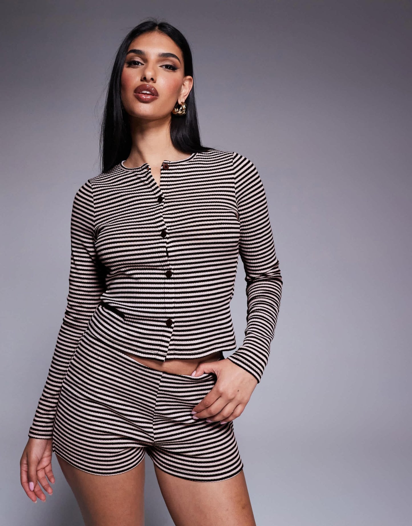 ASOS DESIGN co-ord stripe crew neck cardigan in black and white - ASOS Sample Sale