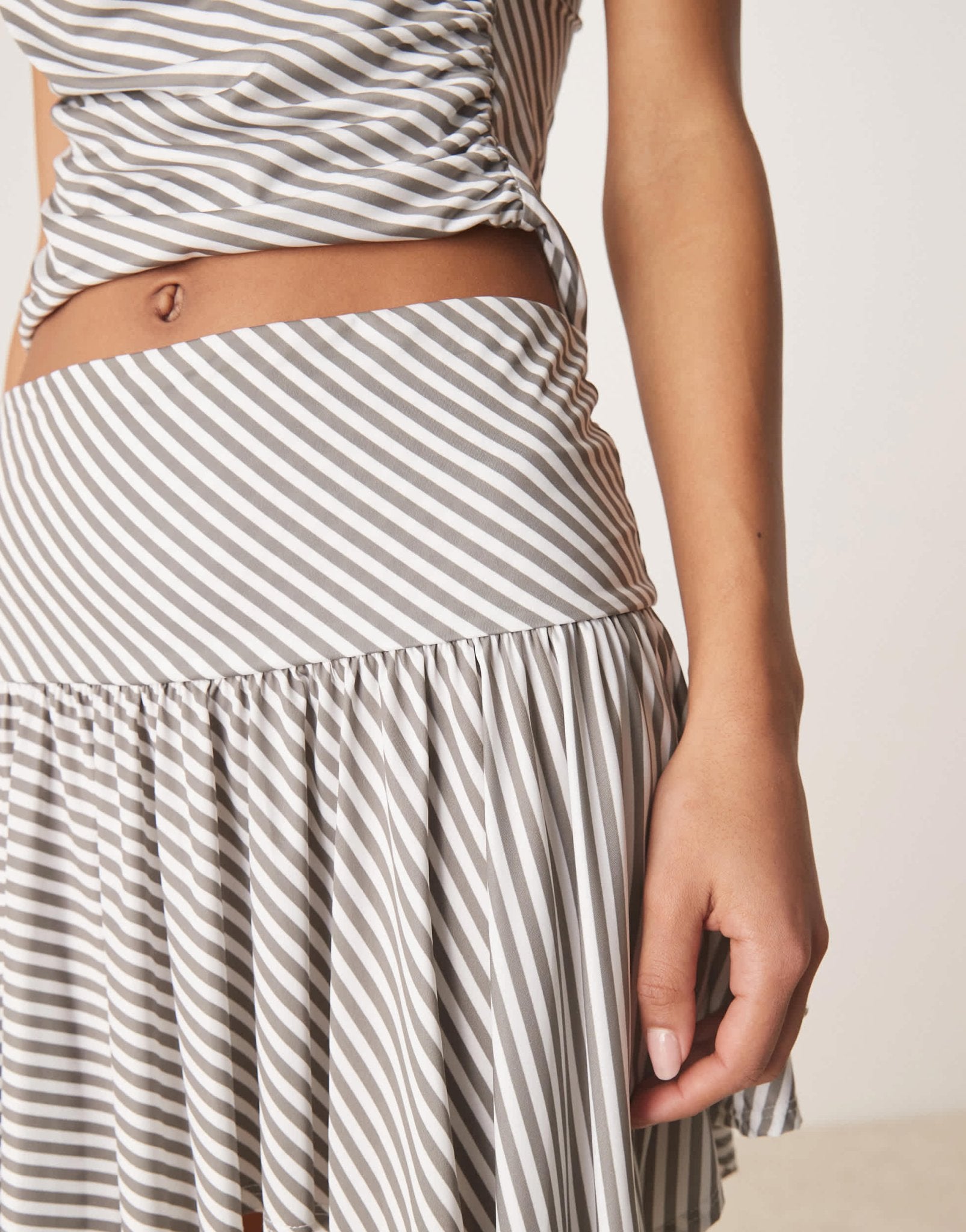 ASOS DESIGN co-ord stripe hanky hem skirt in grey - ASOS Sample Sale