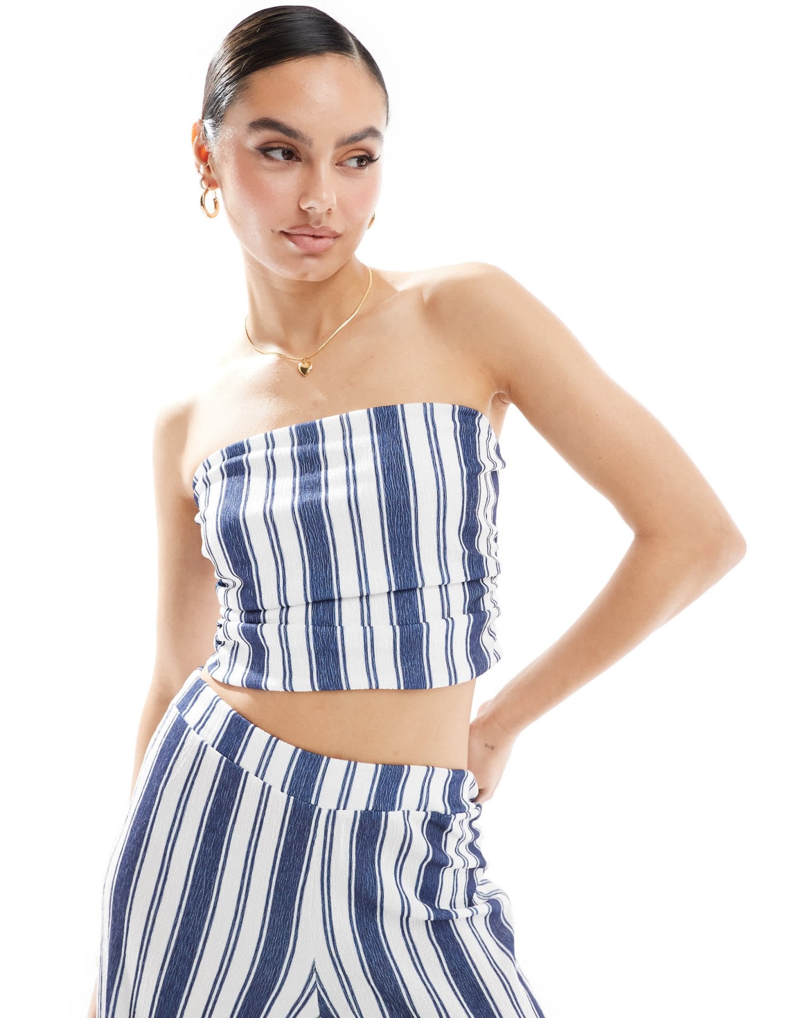 ASOS DESIGN co - ord textured bandeau top in stripe - ASOS Sample Sale