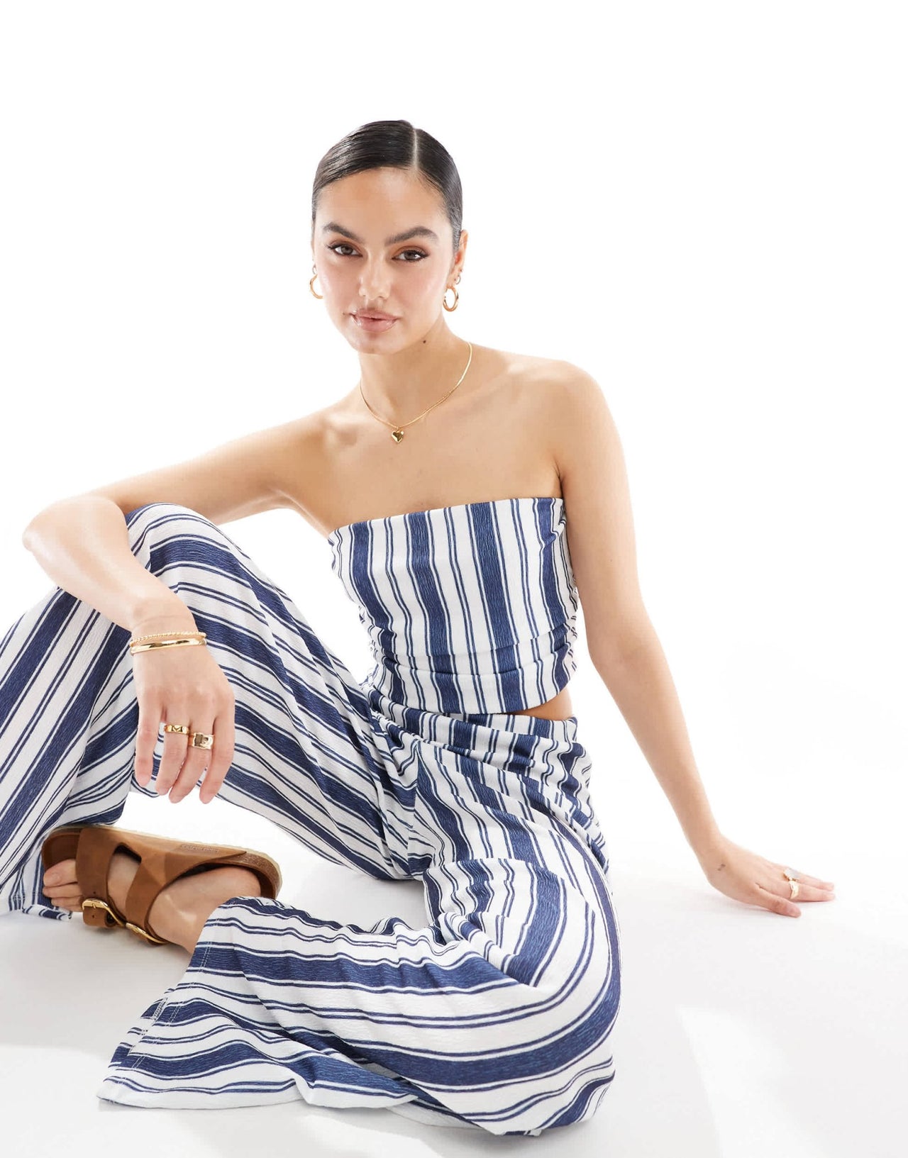 ASOS DESIGN co - ord textured bandeau top in stripe - ASOS Sample Sale