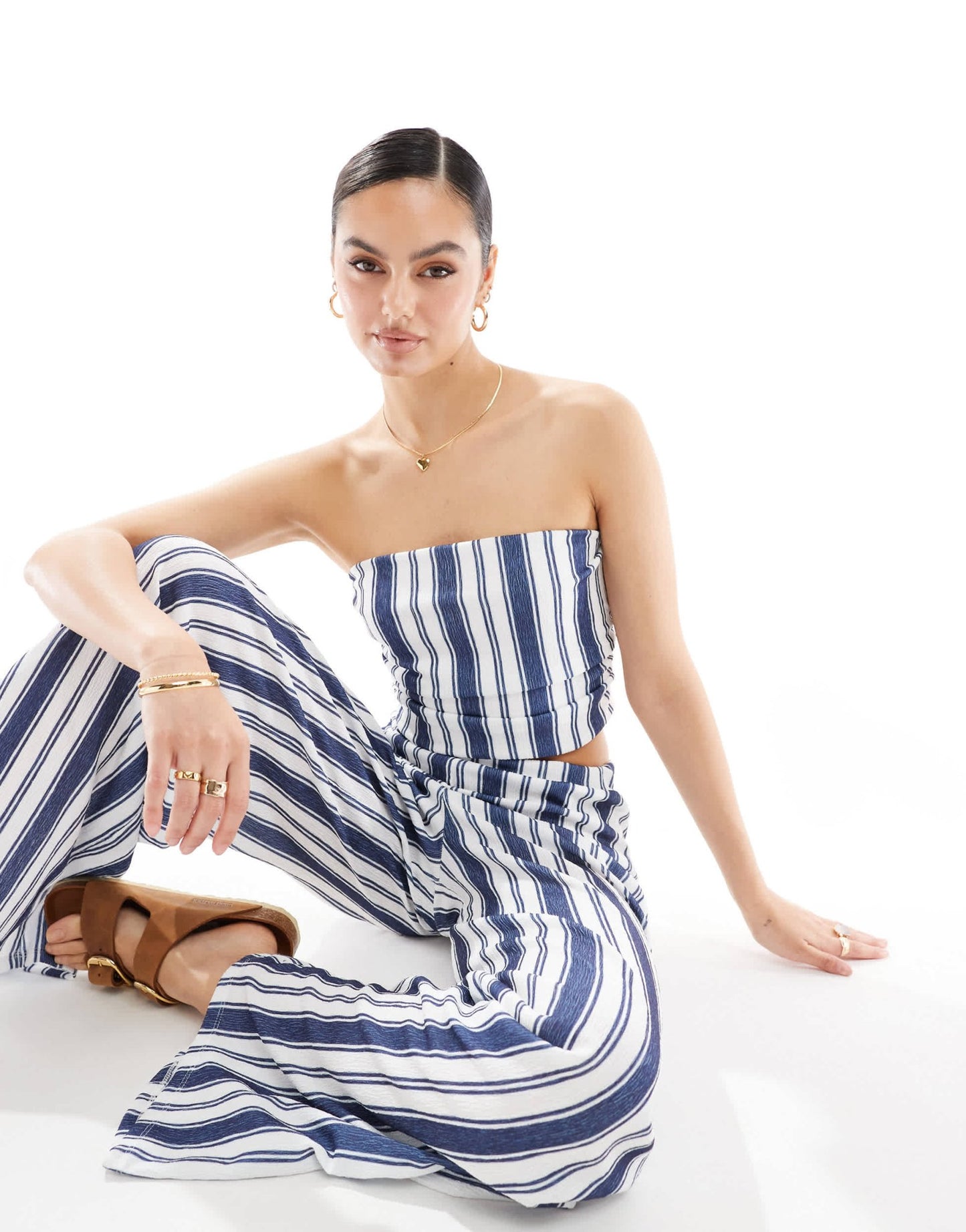 ASOS DESIGN co - ord textured bandeau top in stripe - ASOS Sample Sale