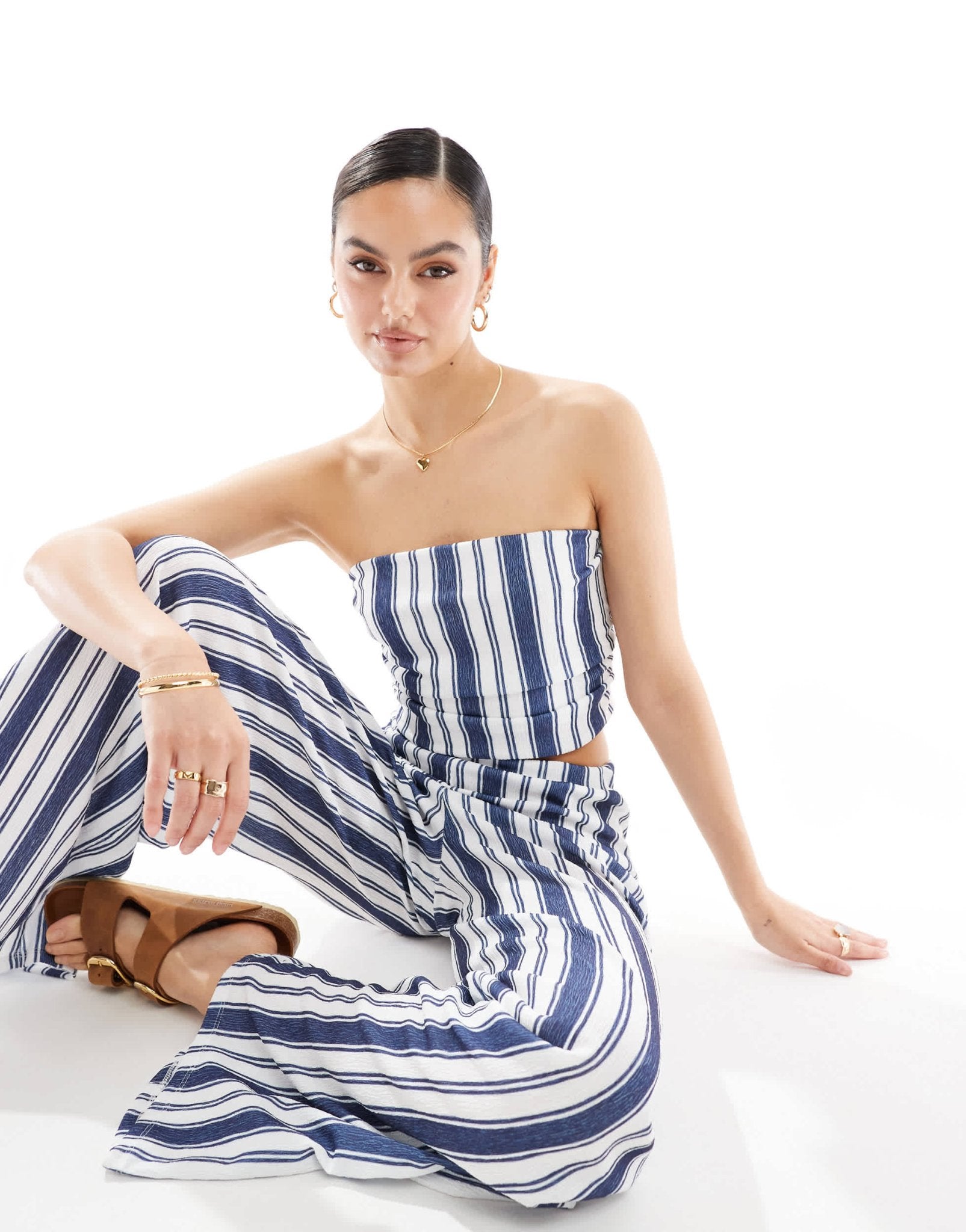 ASOS DESIGN co - ord textured bandeau top in stripe - ASOS Sample Sale