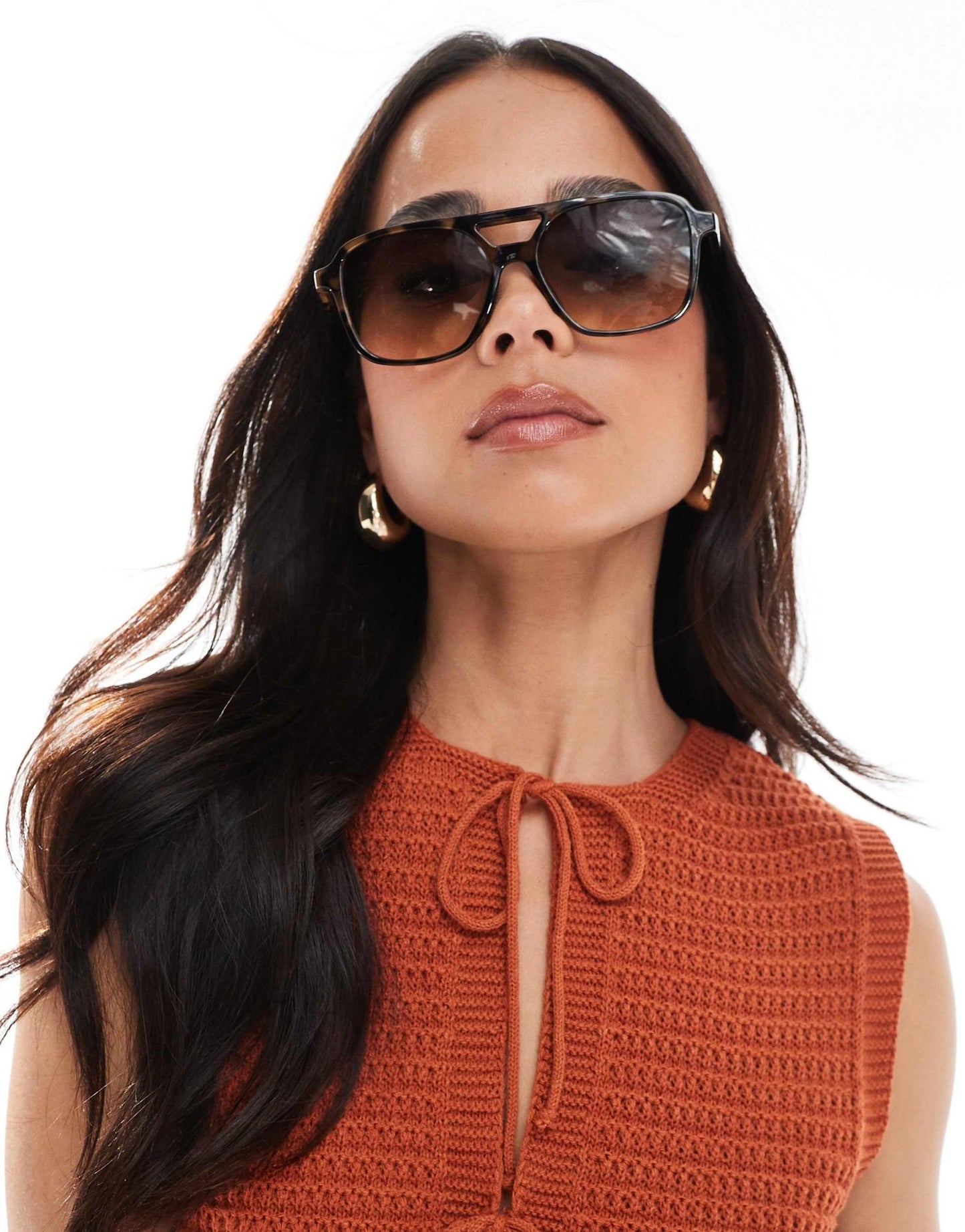 ASOS DESIGN co-ord tie front mock crochet waistcoat in rust - ASOS Sample Sale