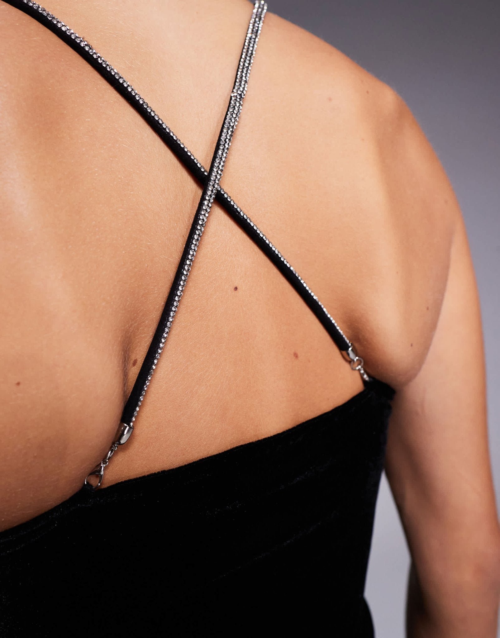 ASOS DESIGN co - ord velvet halter top with diamante trim in black - ASOS Sample Sale