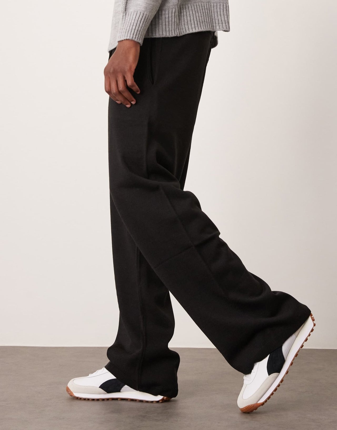 ASOS DESIGN co - ord wide leg knitted trousers in black - ASOS Sample Sale