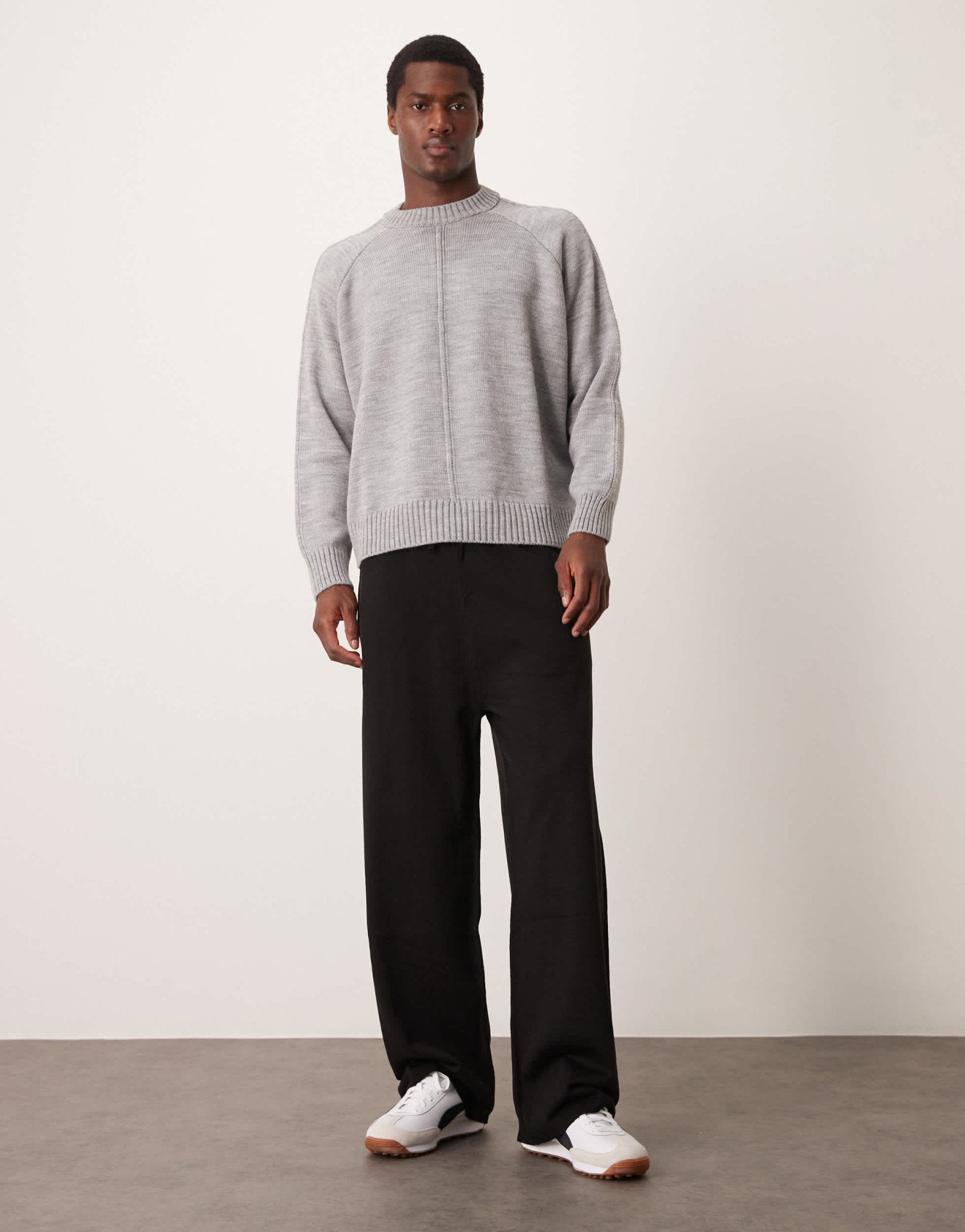 ASOS DESIGN co - ord wide leg knitted trousers in black - ASOS Sample Sale