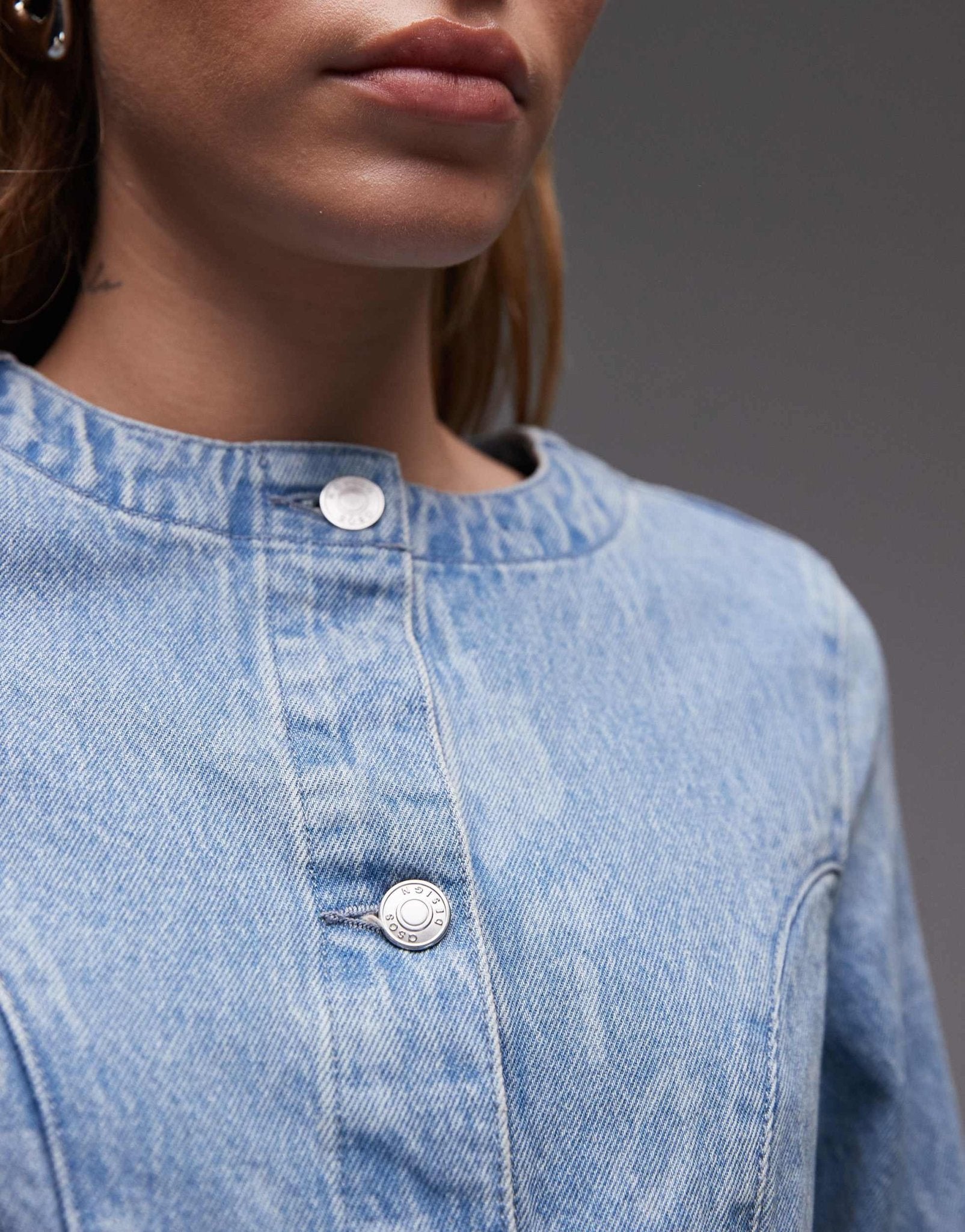 ASOS DESIGN cocoon sleeve cinch dress in floral mid wash blue - ASOS Sample Sale