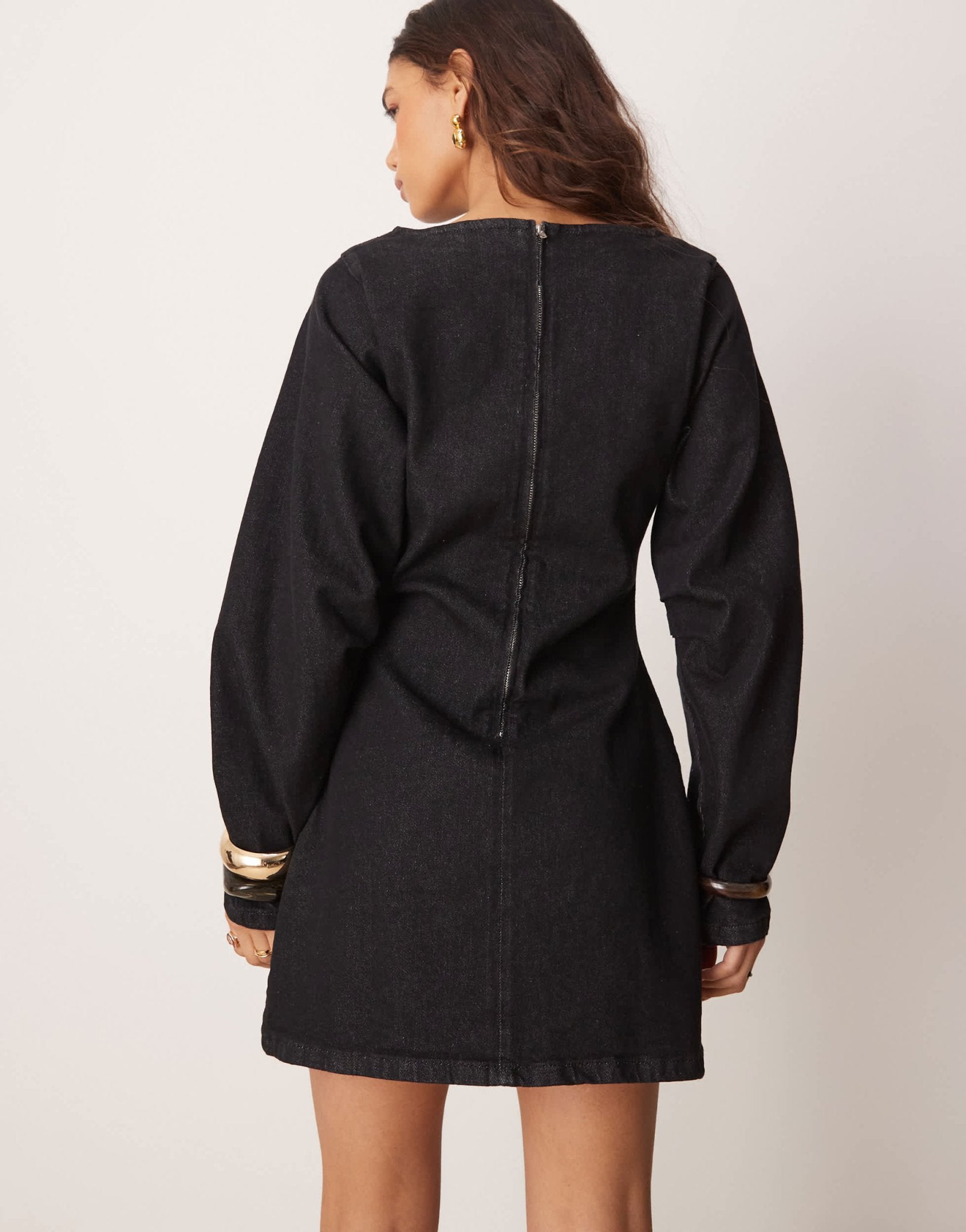 ASOS DESIGN cocoon sleeve denim mini dress in black - ASOS Sample Sale