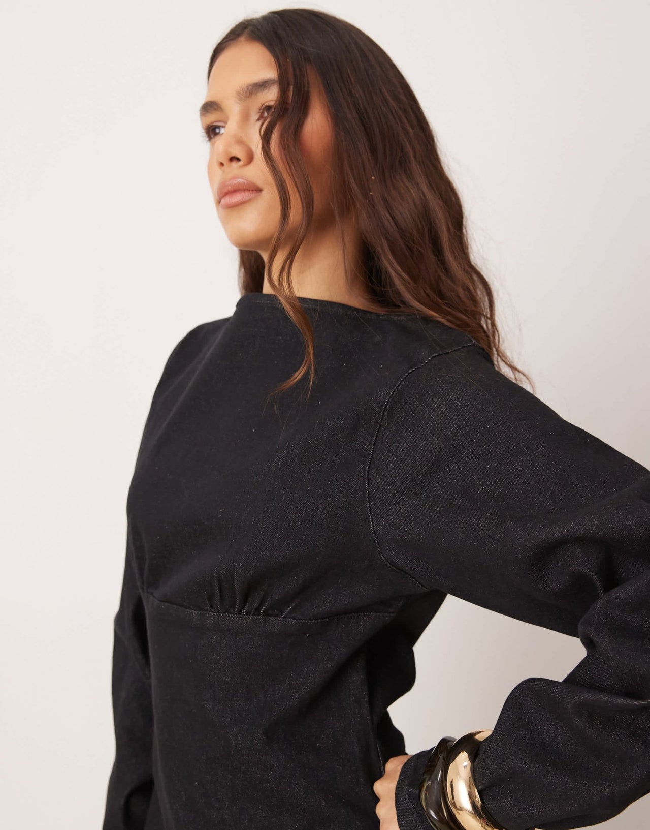 ASOS DESIGN cocoon sleeve denim mini dress in black - ASOS Sample Sale