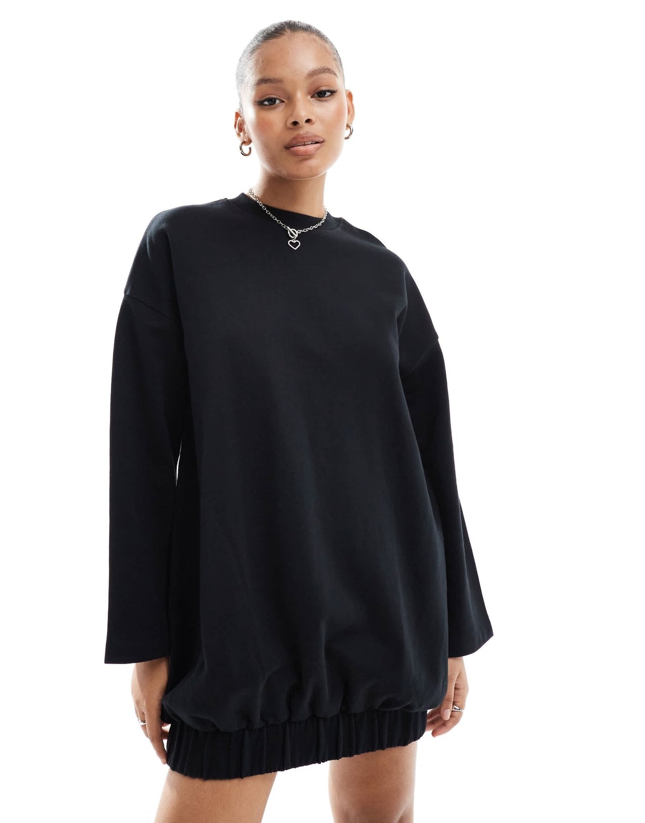 ASOS DESIGN cocoon sleeve mini sweat dress in black - ASOS Sample Sale