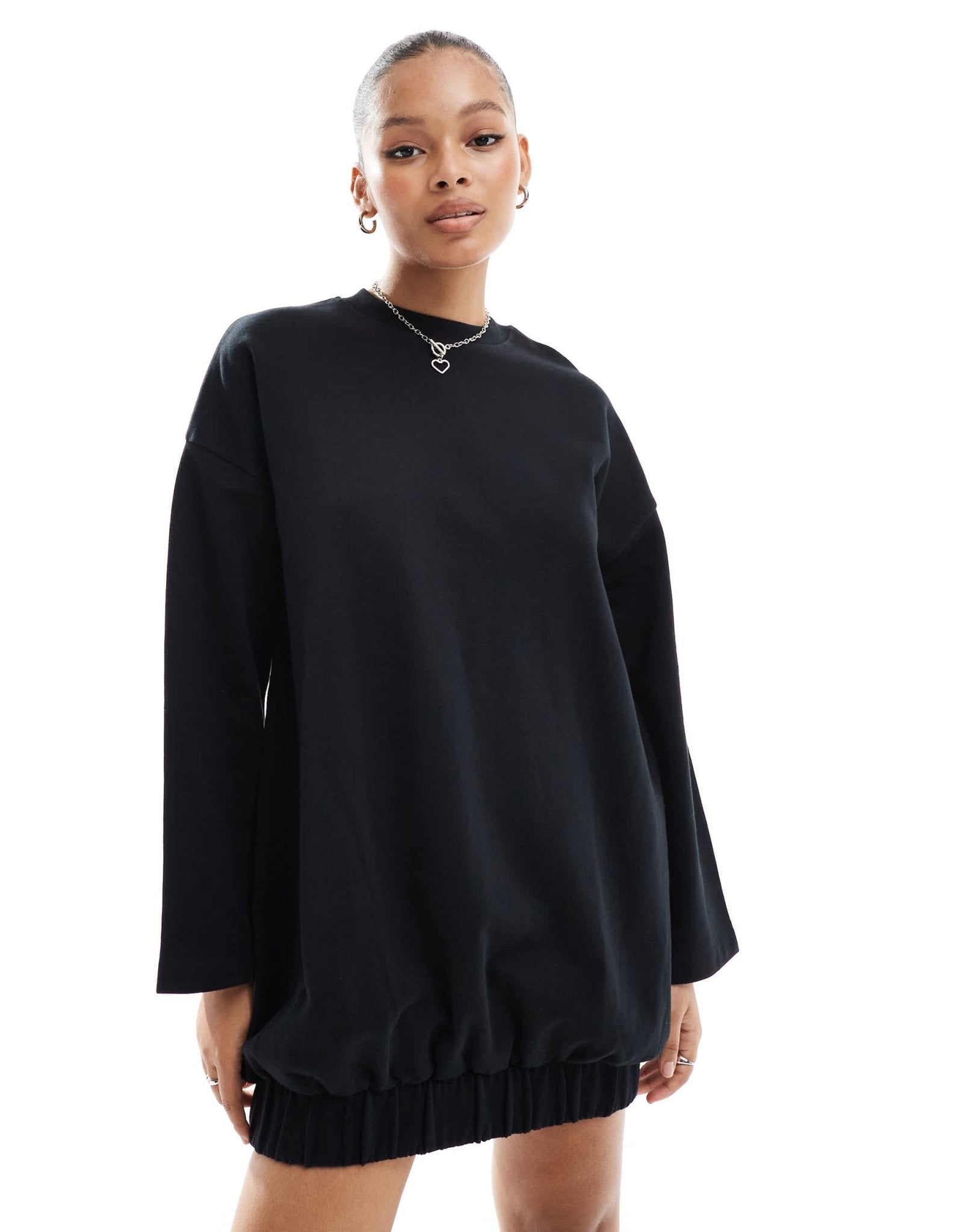 ASOS DESIGN cocoon sleeve mini sweat dress in black - ASOS Sample Sale