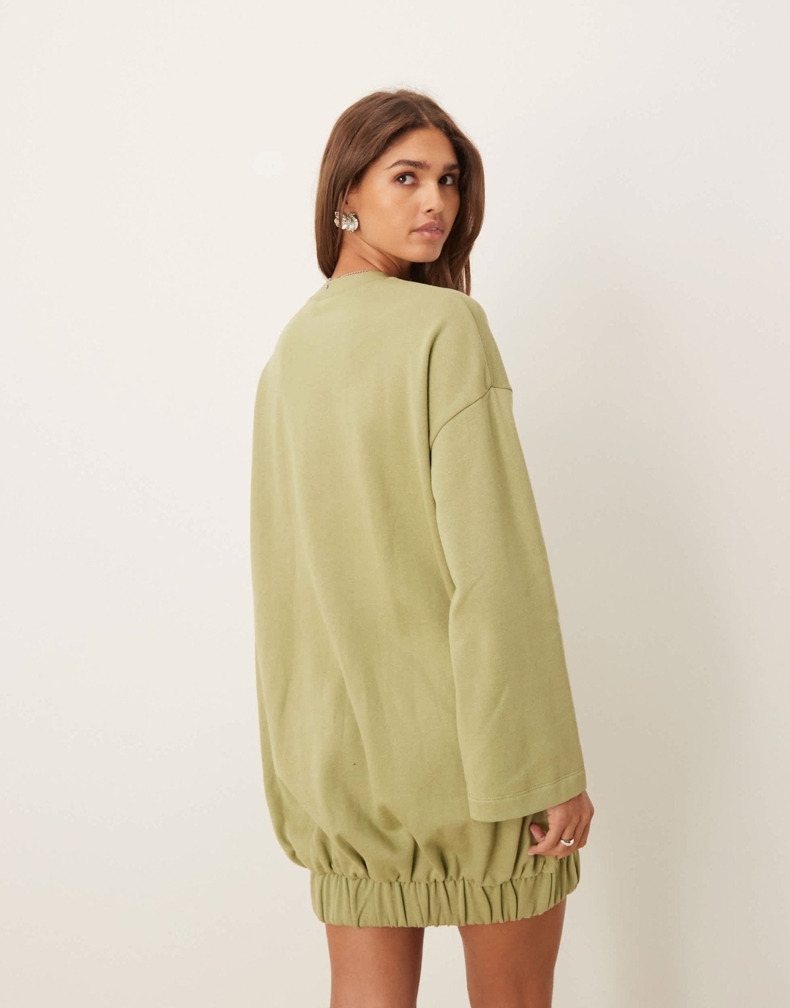 ASOS DESIGN cocoon sleeve mini sweat dress in green - ASOS Sample Sale