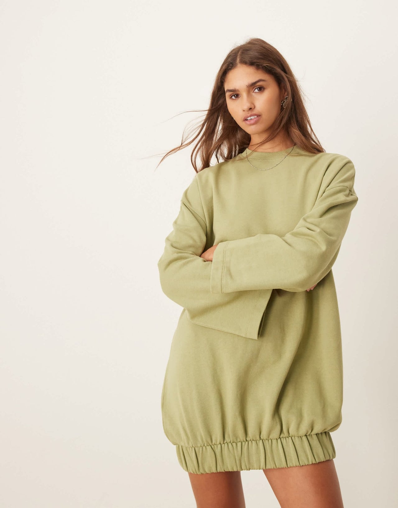 ASOS DESIGN cocoon sleeve mini sweat dress in green - ASOS Sample Sale