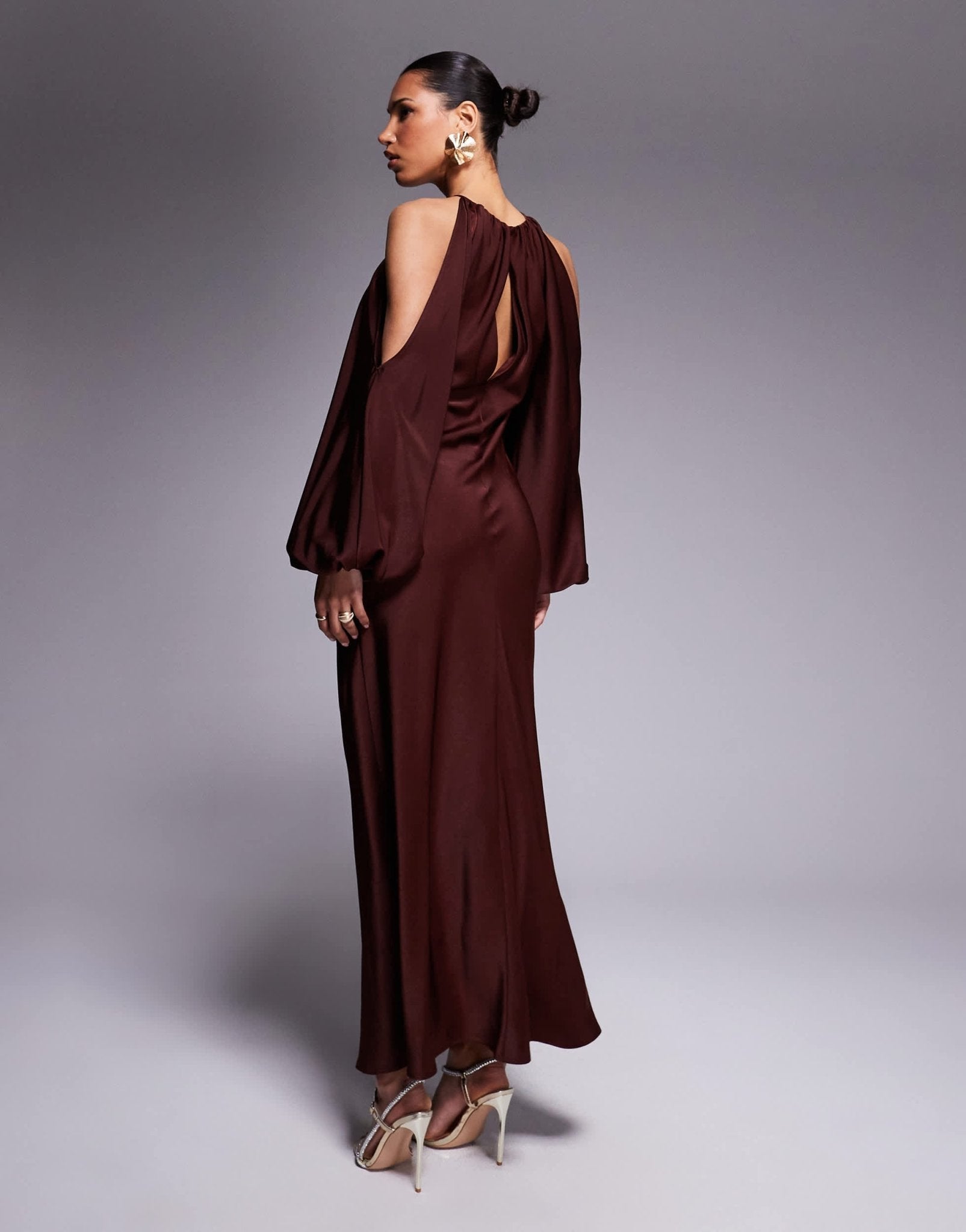 ASOS DESIGN cold shoulder blouson maxi dress in rust - ASOS Sample Sale