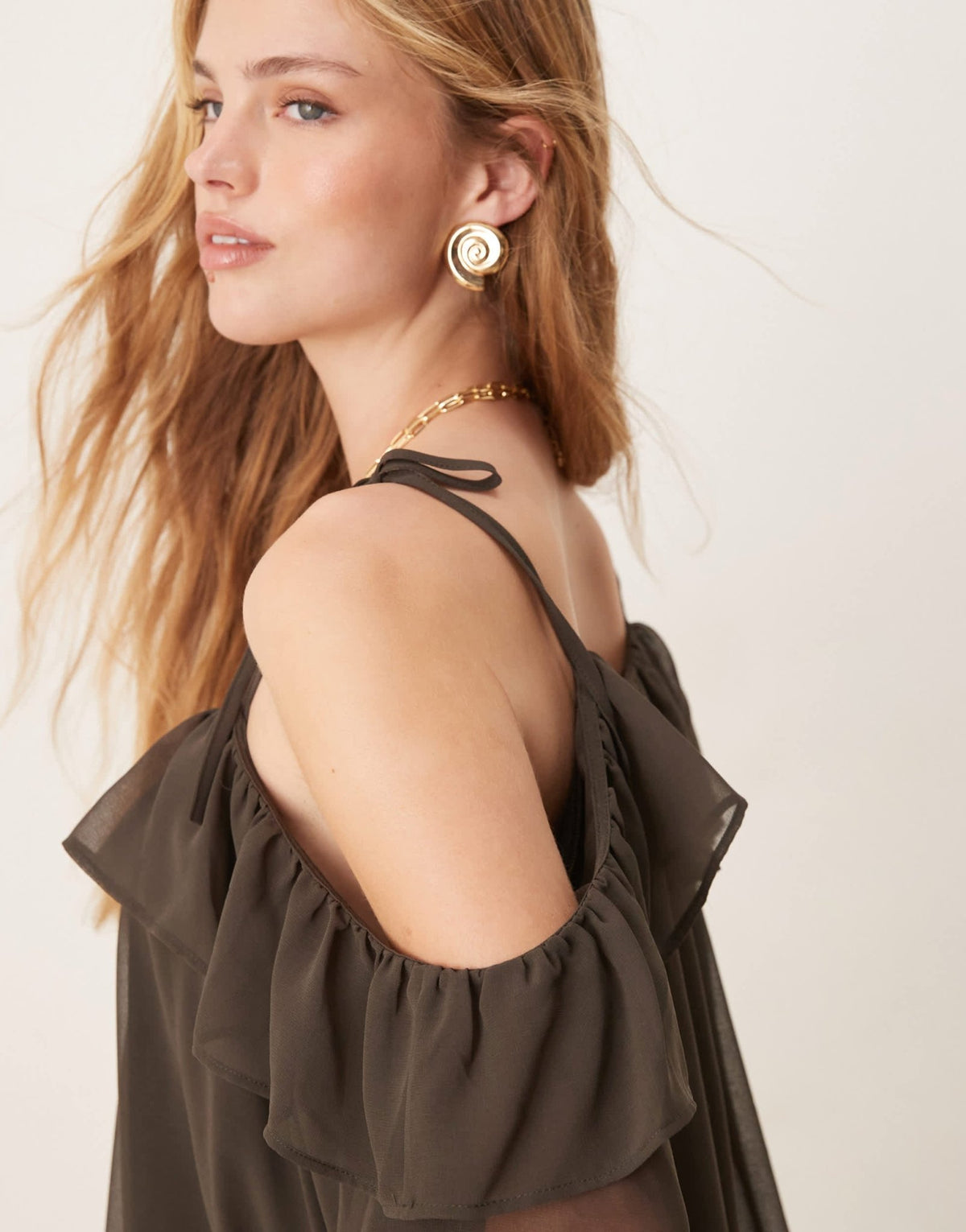 ASOS DESIGN cold shoulder smock mini dress in charcoal - ASOS Sample Sale