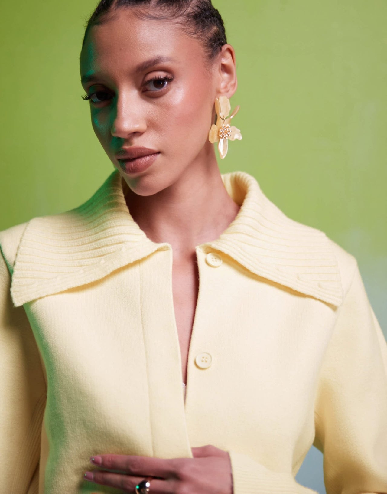 ASOS DESIGN collared structured knit waisted shirt cardigan co - ord in cream - ASOS Sample Sale