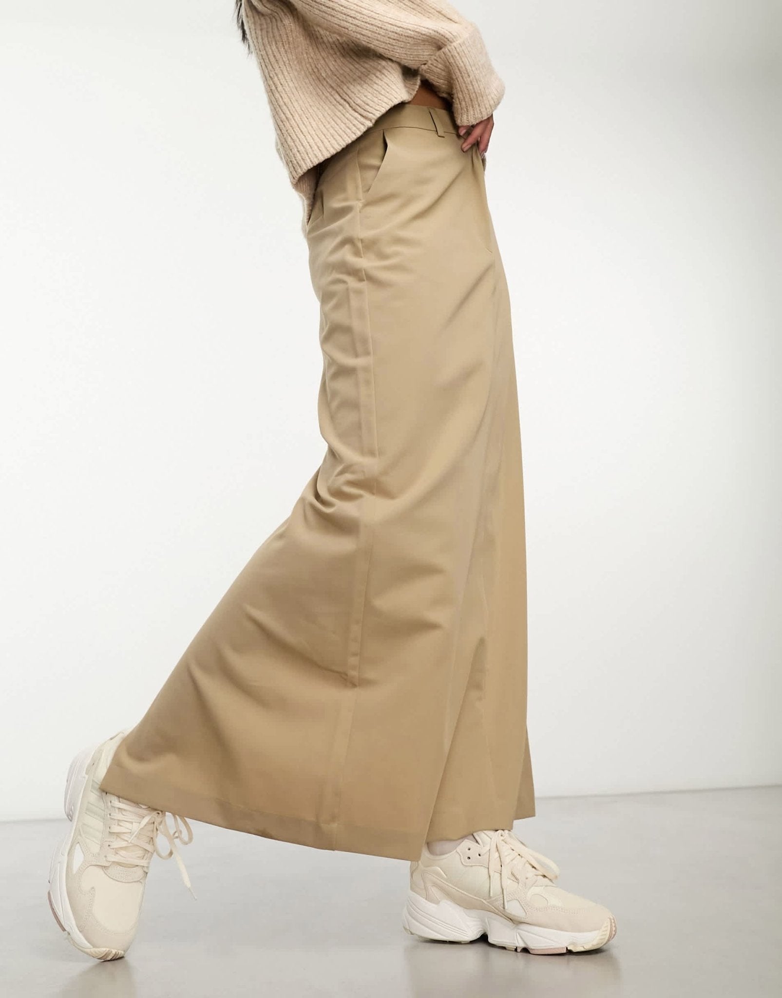 ASOS DESIGN column maxi skirt with split in sand - ASOS Sample Sale