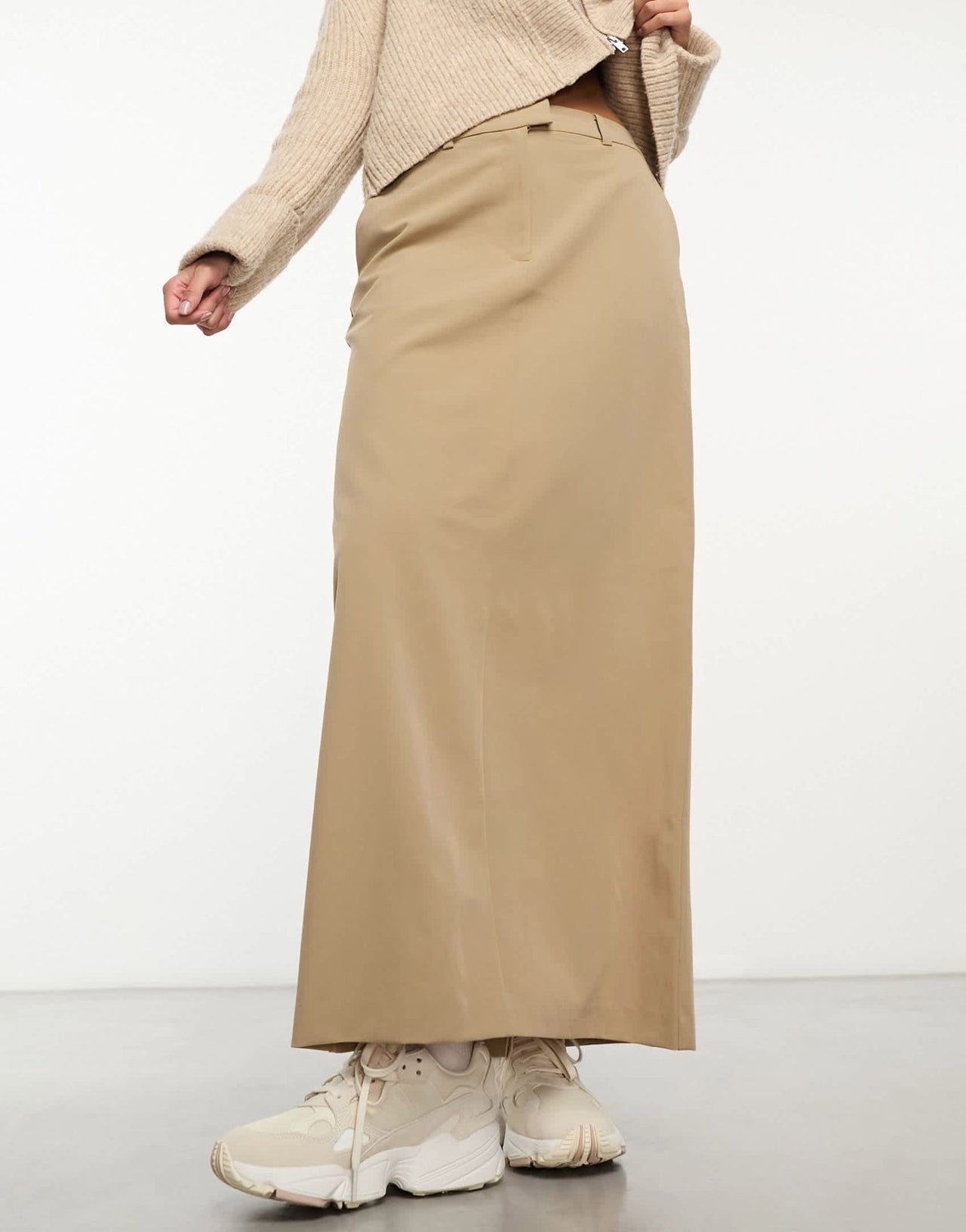 ASOS DESIGN column maxi skirt with split in sand - ASOS Sample Sale