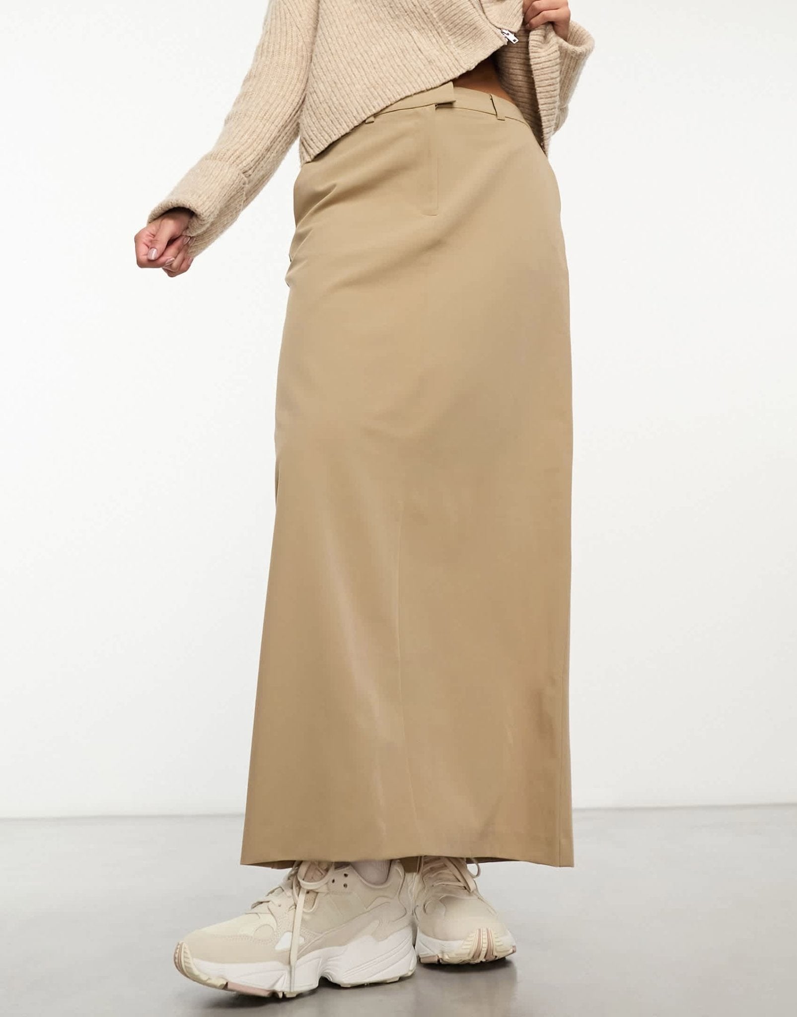 ASOS DESIGN column maxi skirt with split in sand - ASOS Sample Sale
