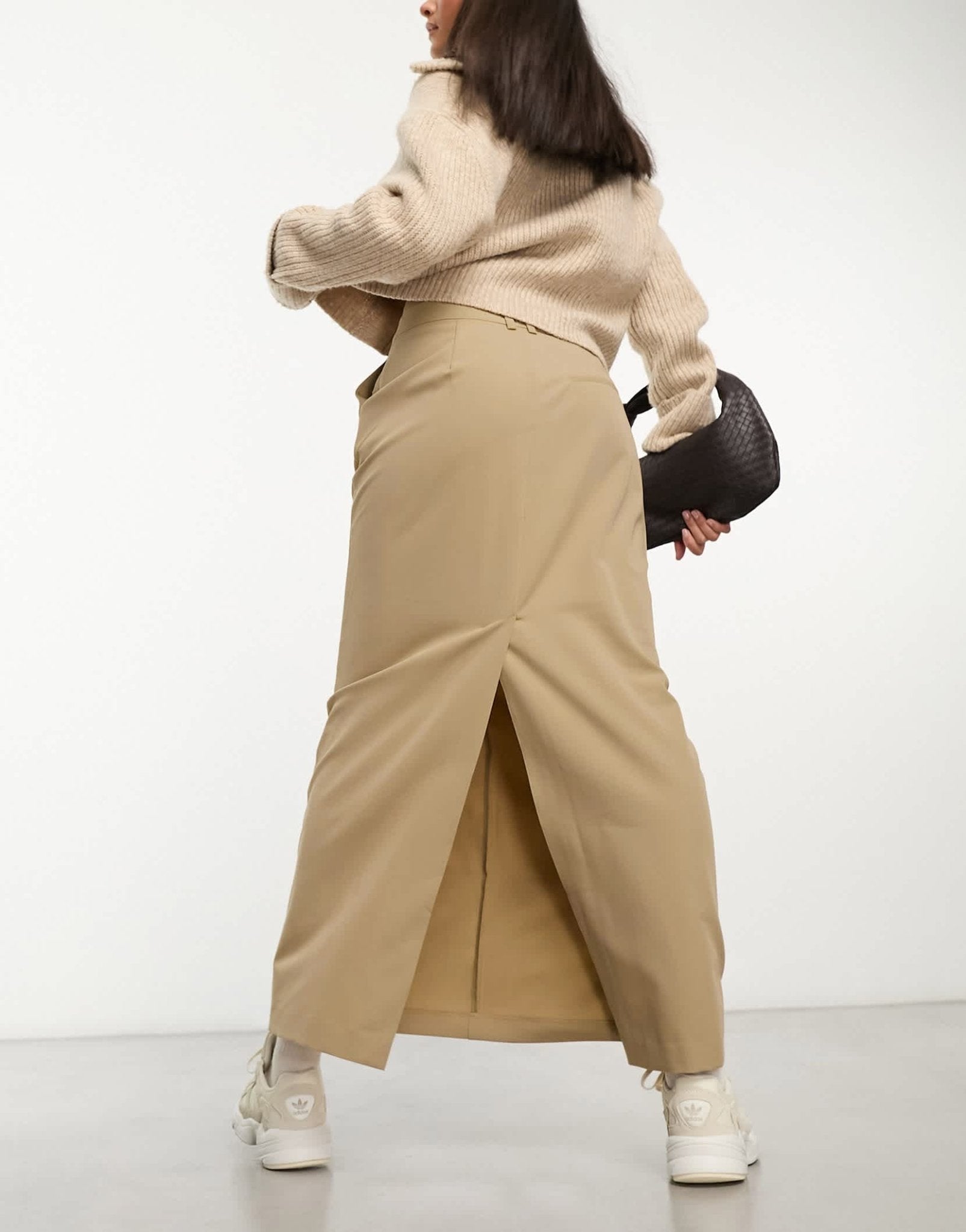 ASOS DESIGN column maxi skirt with split in sand - ASOS Sample Sale