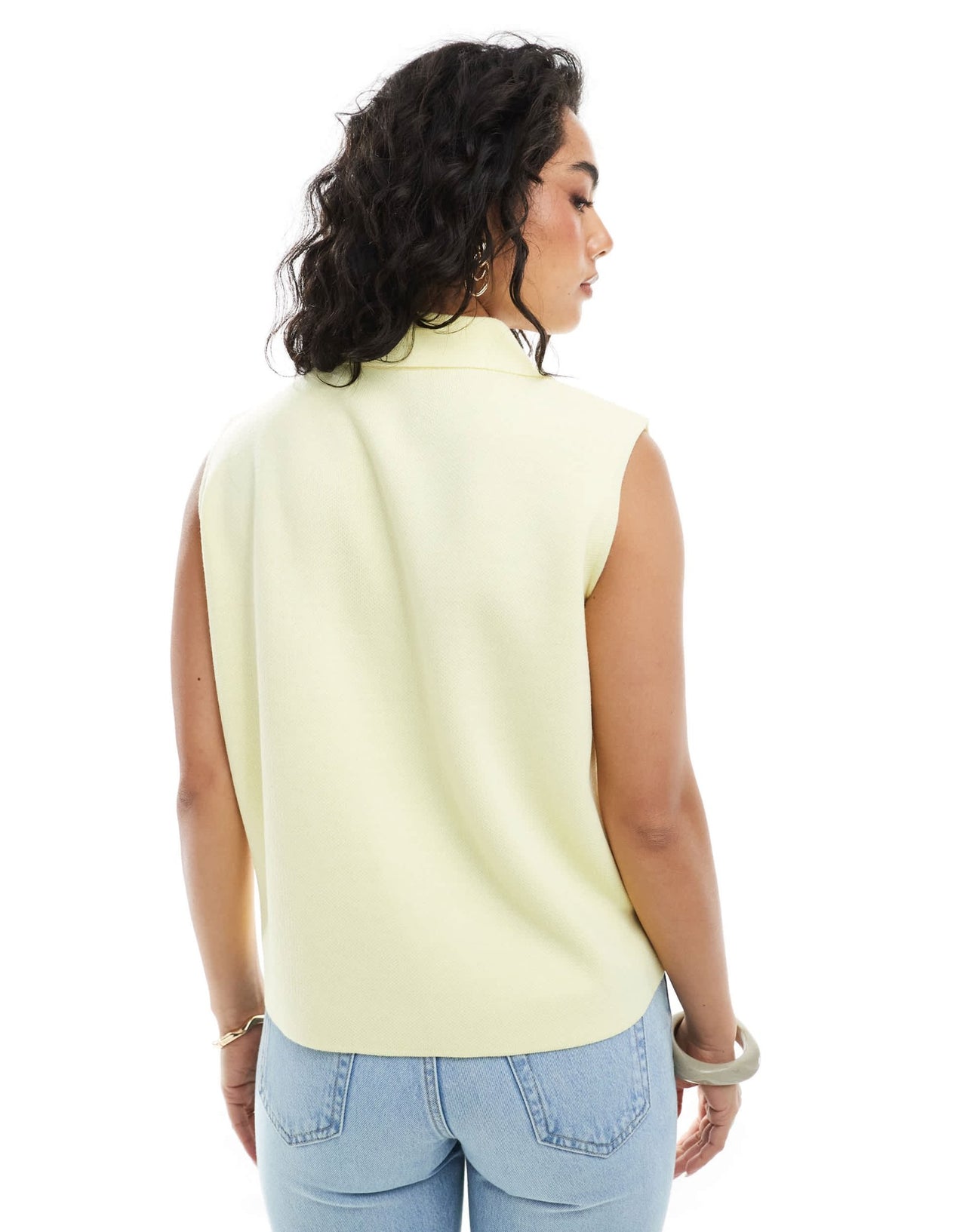 ASOS DESIGN compact knit waistcoat with collar in buttermilk yellow - ASOS Sample Sale