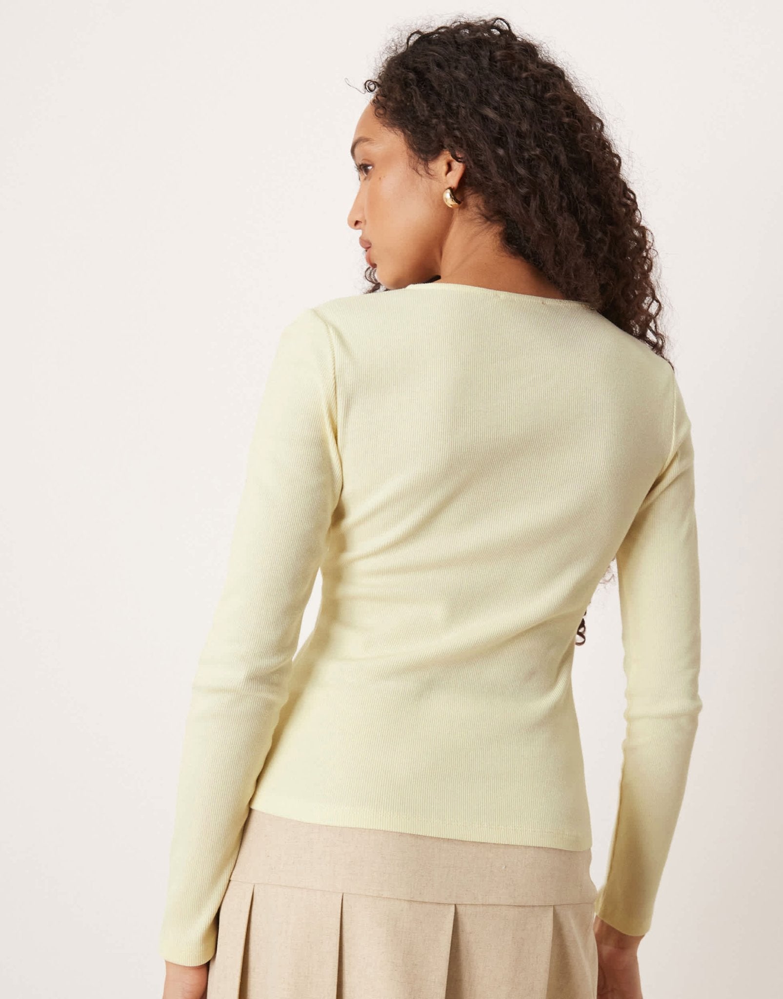 ASOS DESIGN compact mini rib button through top in buttermilk - ASOS Sample Sale