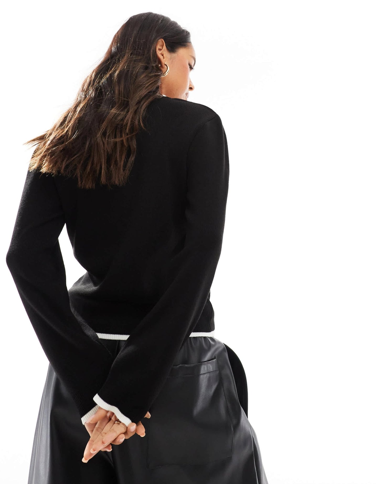 ASOS DESIGN compact stitch cardigan with micro tipping in black - ASOS Sample Sale