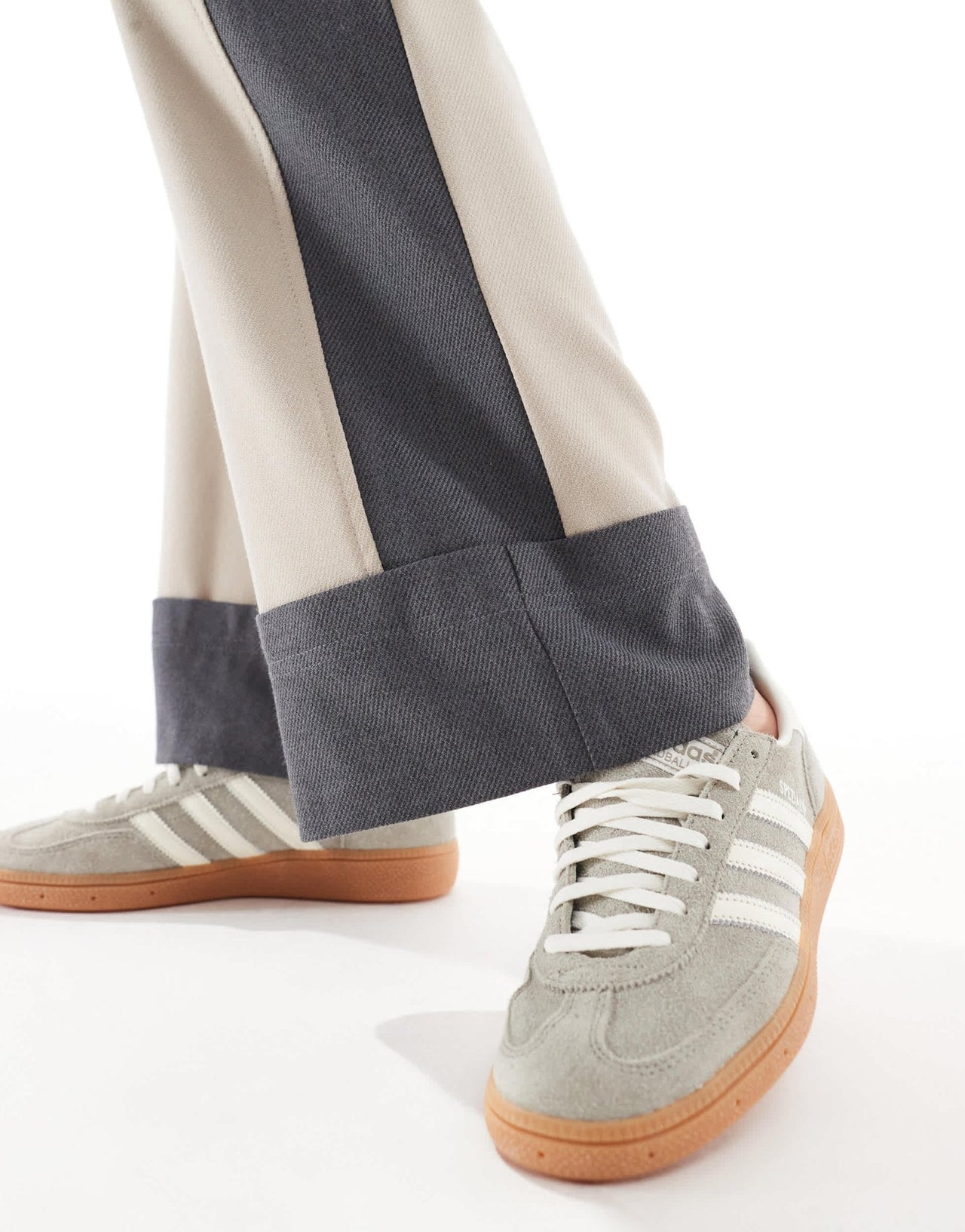 ASOS DESIGN contrast panel turn up trousers in camel - ASOS Sample Sale